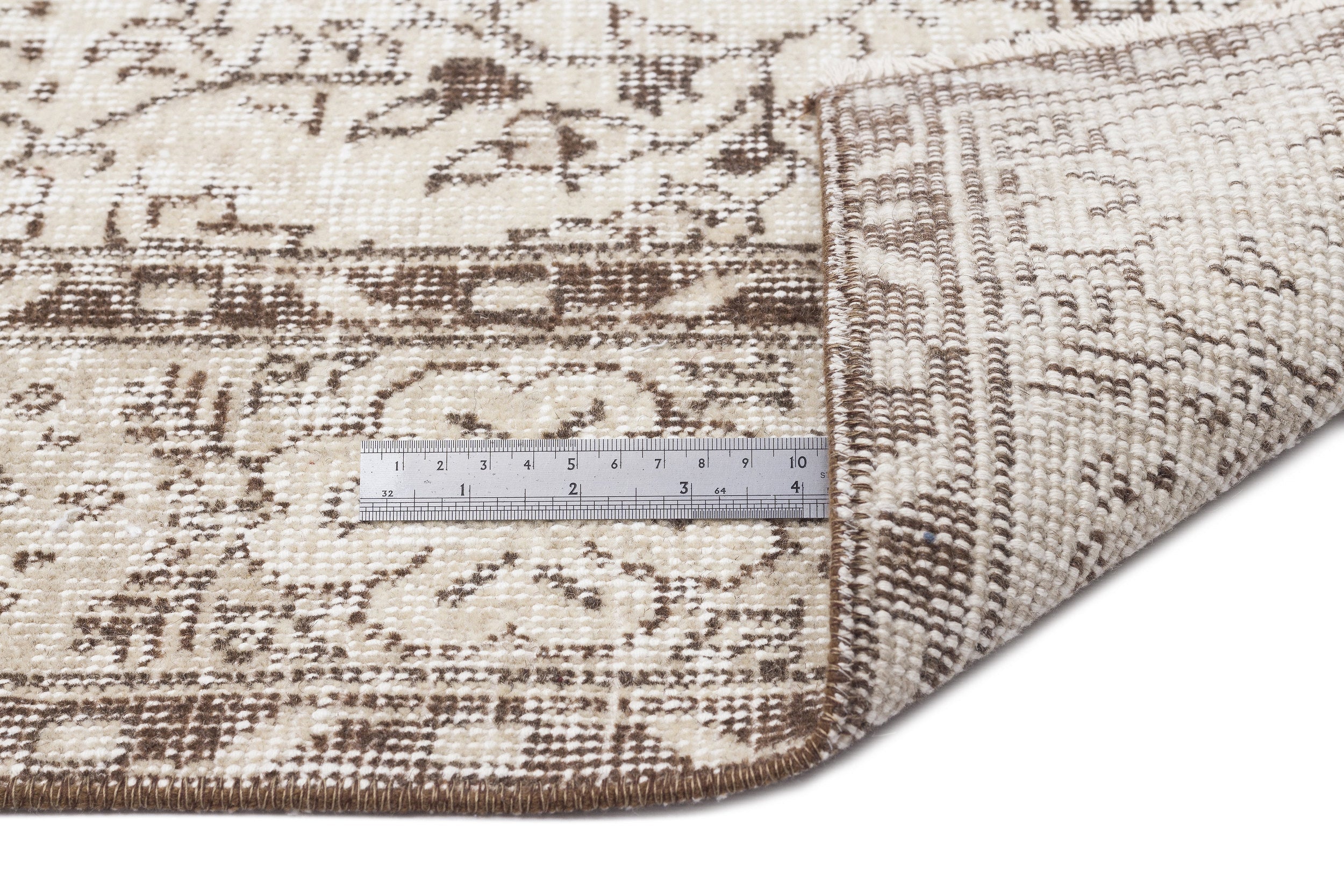 Atina Beige Vintage Wool Handmade Area Rug 5'11" x 10'3"