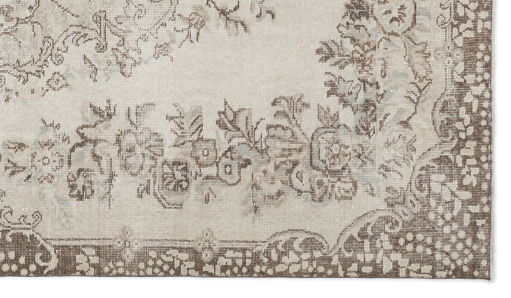Atina Beige Vintage Wool Handmade Area Rug 5'4" x 9'4"