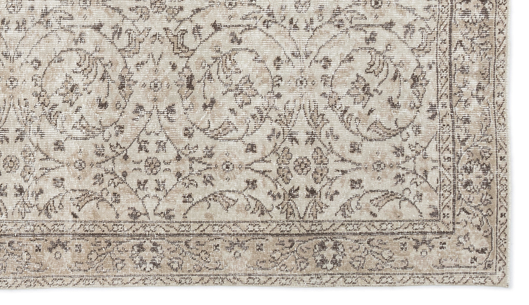 Atina Beige Vintage Wool Handmade Area Rug 4'11" x 8'7"