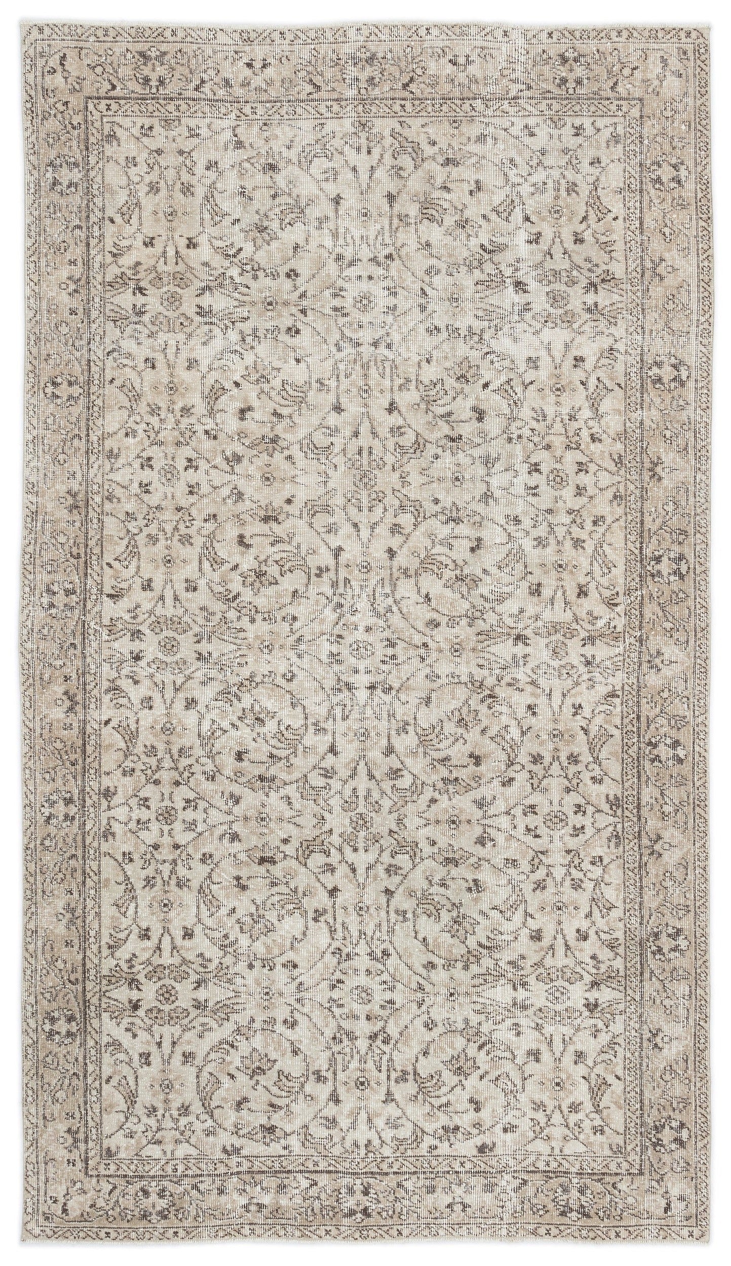 Atina Beige Vintage Wool Handmade Area Rug 4'11" x 8'7"