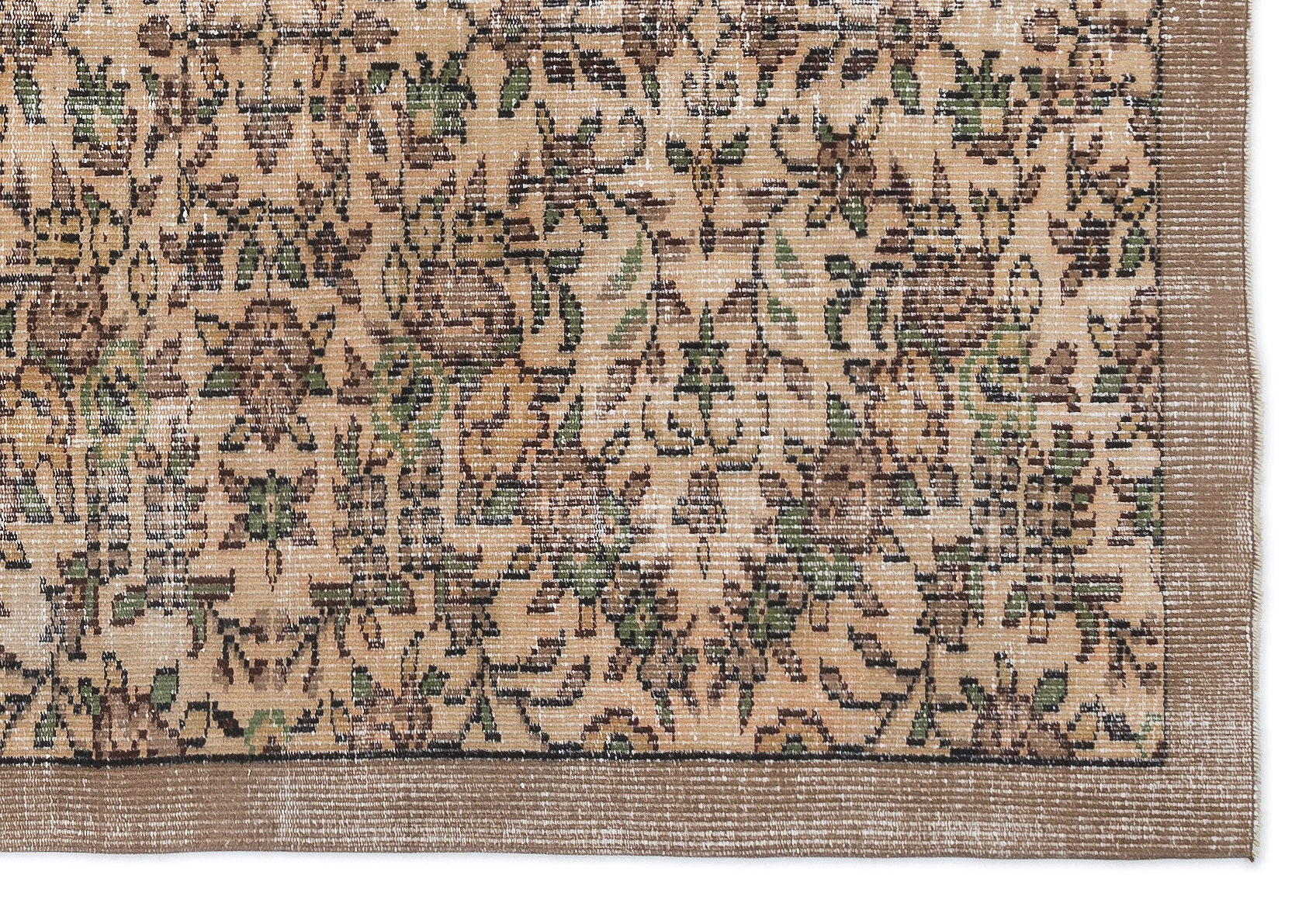 Atina Beige Vintage Wool Handmade Area Rug 5'7" x 7'11"