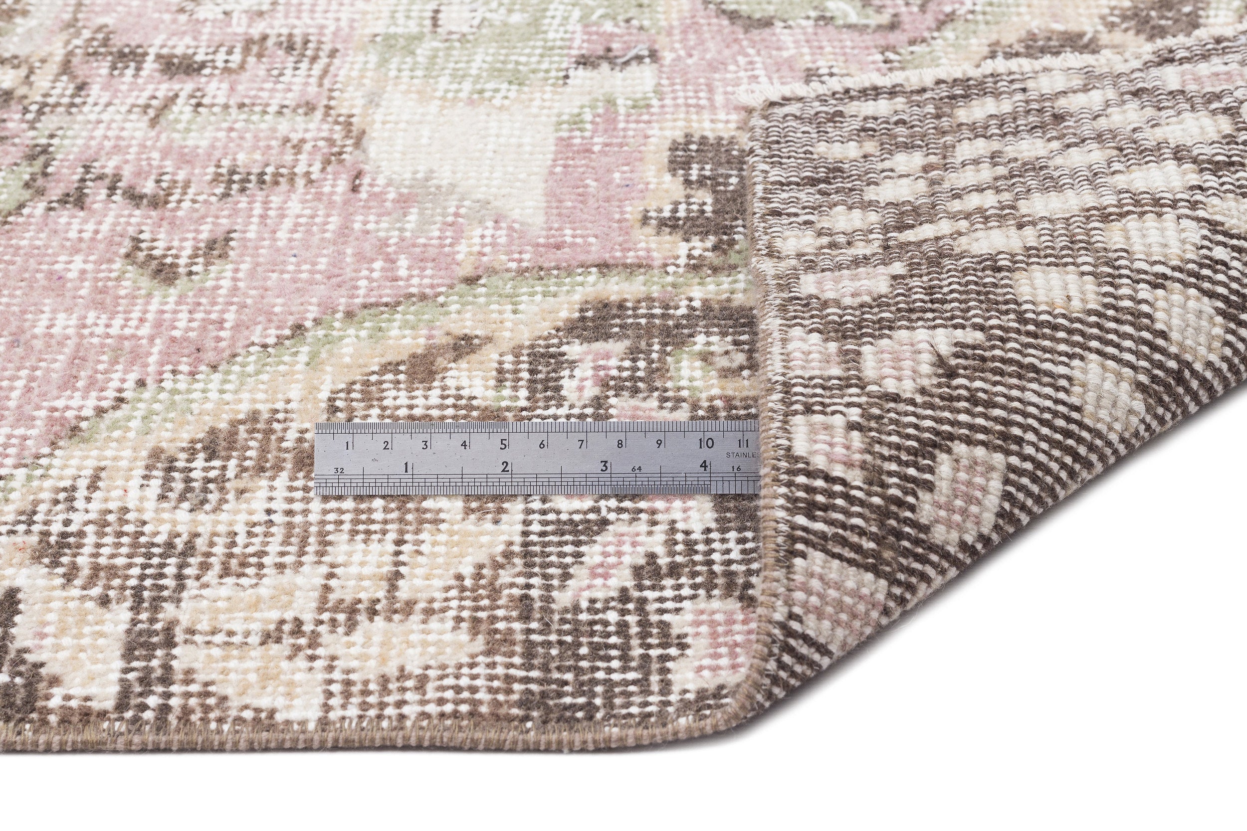 Atina Beige Vintage Wool Handmade Area Rug 6'0" x 9'11"