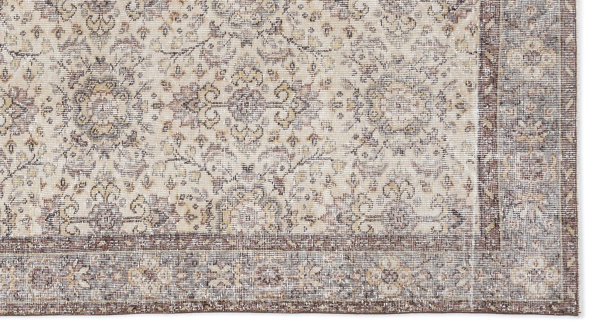 Atina Beige Vintage Wool Handmade Area Rug 5'3" x 9'4"
