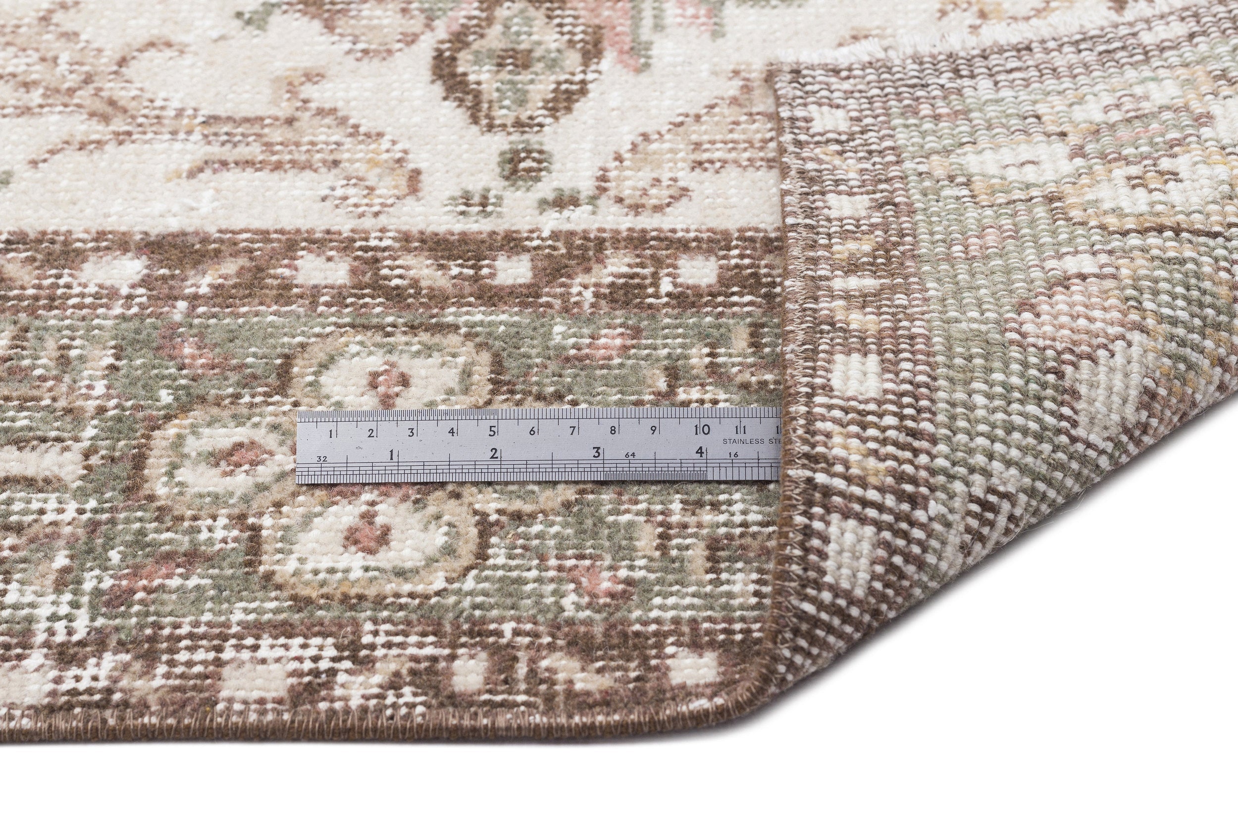 Atina Beige Vintage Wool Handmade Area Rug 6'1" x 10'0"