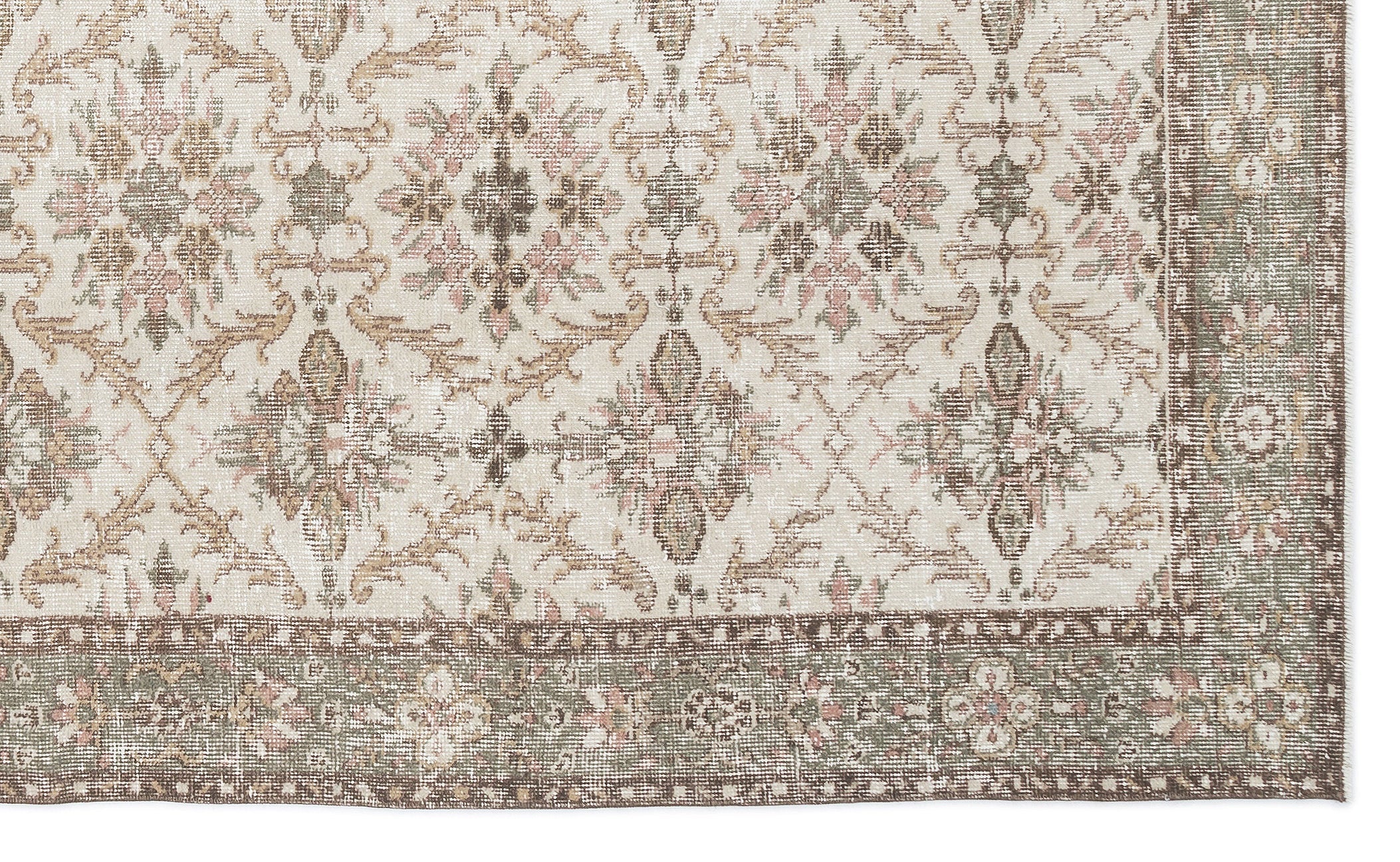 Atina Beige Vintage Wool Handmade Area Rug 6'1" x 10'0"