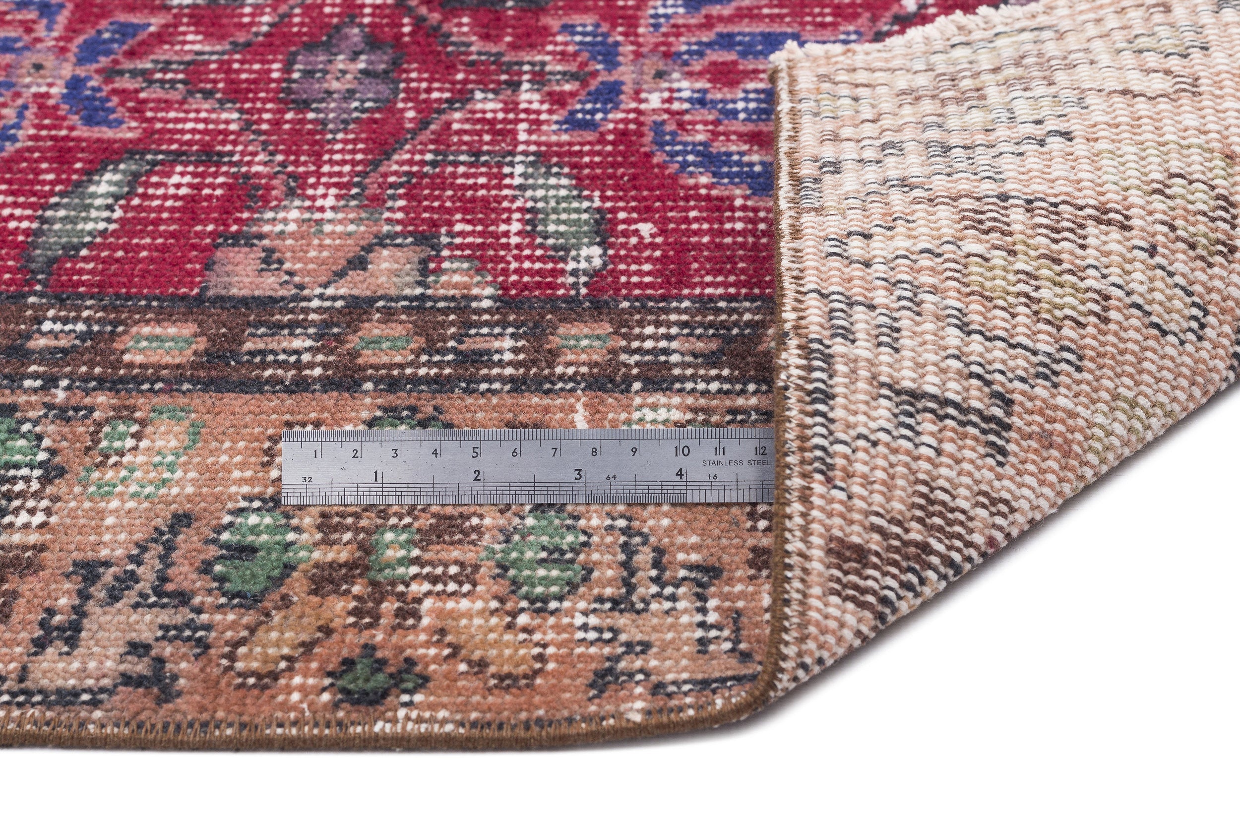 Atina Red Vintage Wool Handmade Area Rug 4'11" x 8'6"