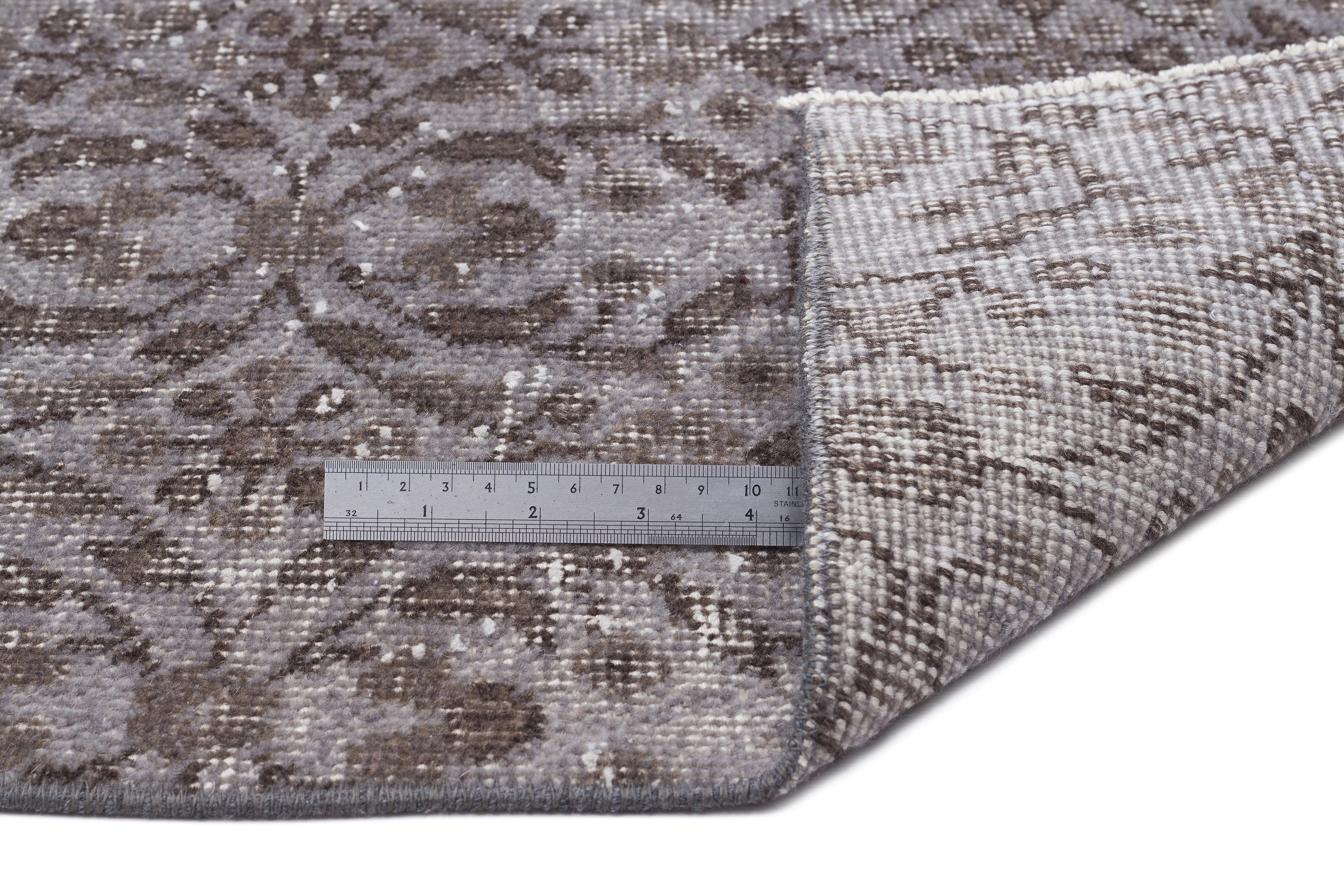 Atina Grey Vintage Wool Handmade Area Rug 4'10" x 8'6"