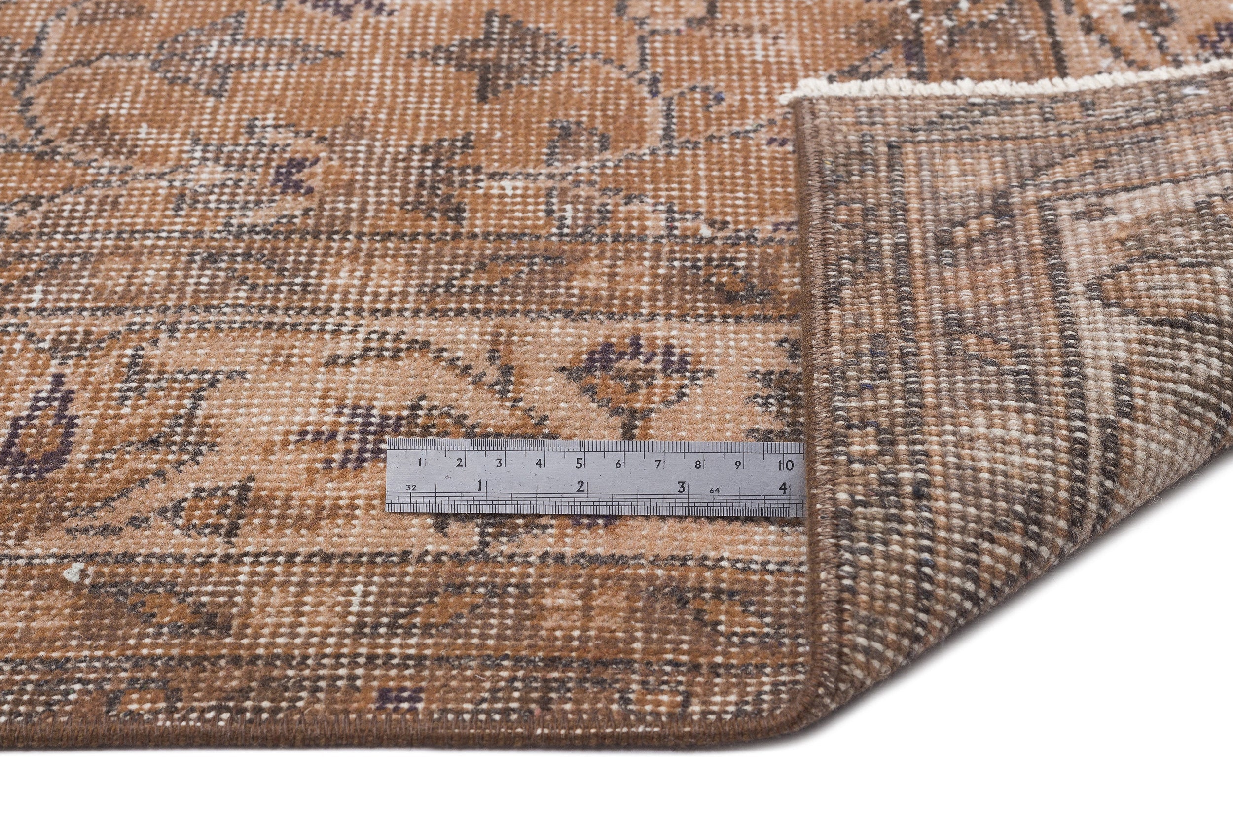 Atina Brown Vintage Wool Handmade Area Rug 5'5" x 9'5"
