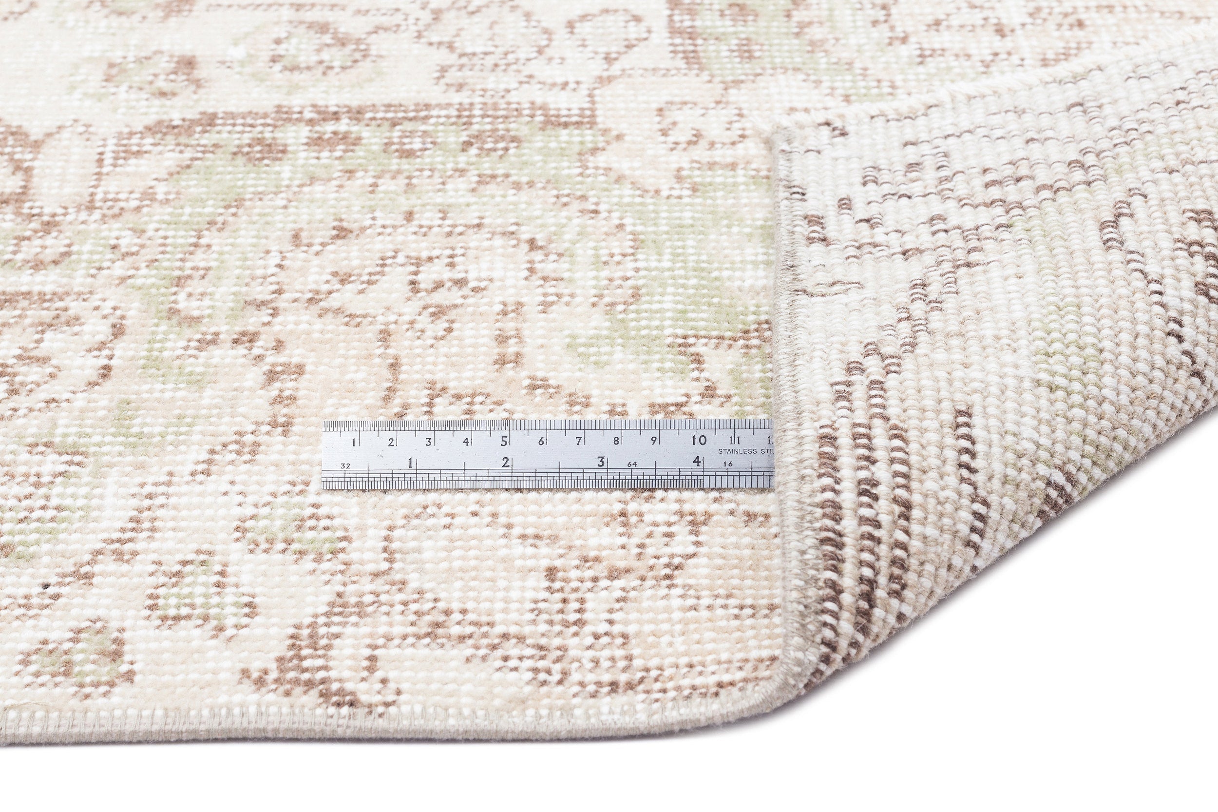 Atina Beige Vintage Wool Handmade Area Rug 5'5" x 9'4"