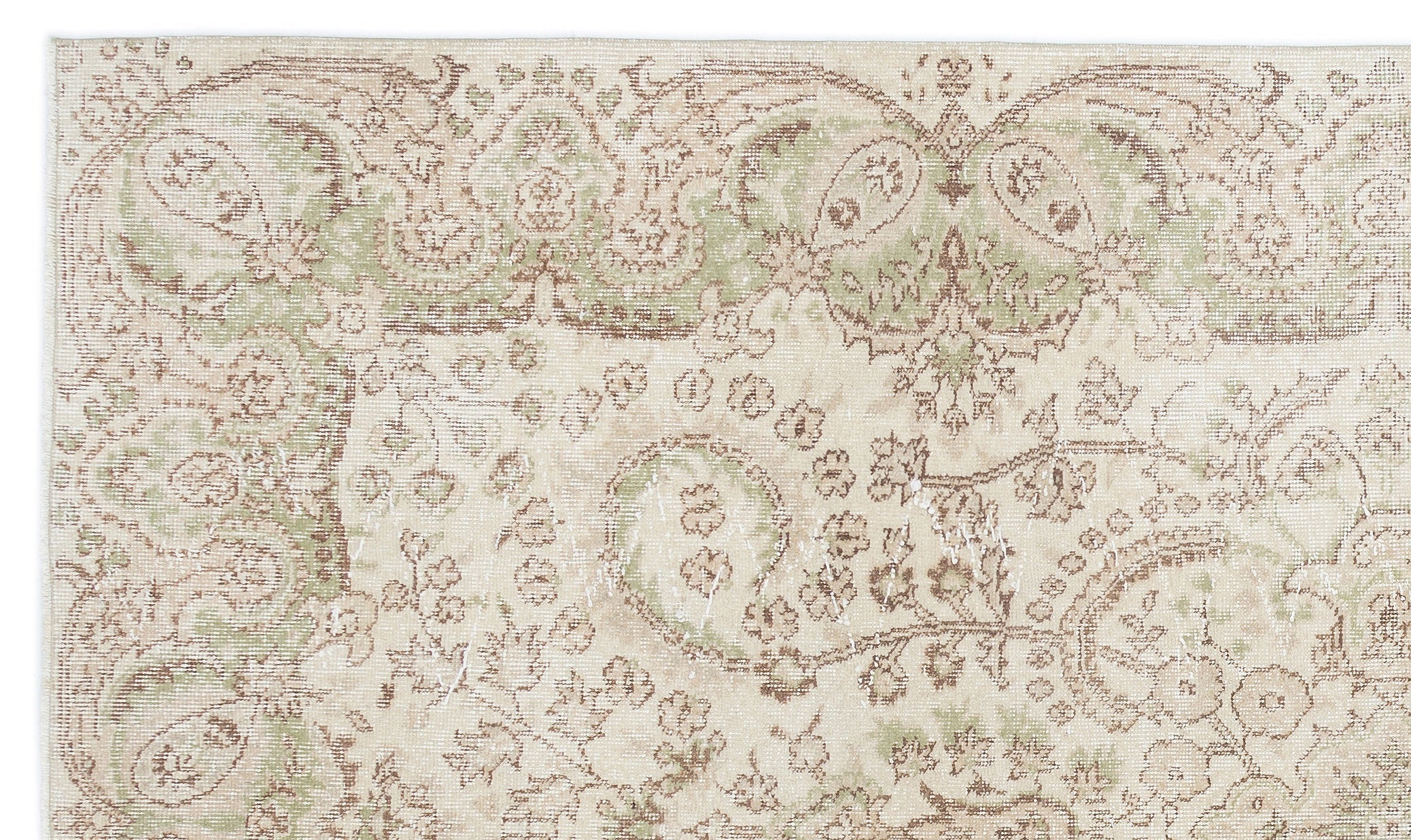 Atina Beige Vintage Wool Handmade Area Rug 5'5" x 9'4"