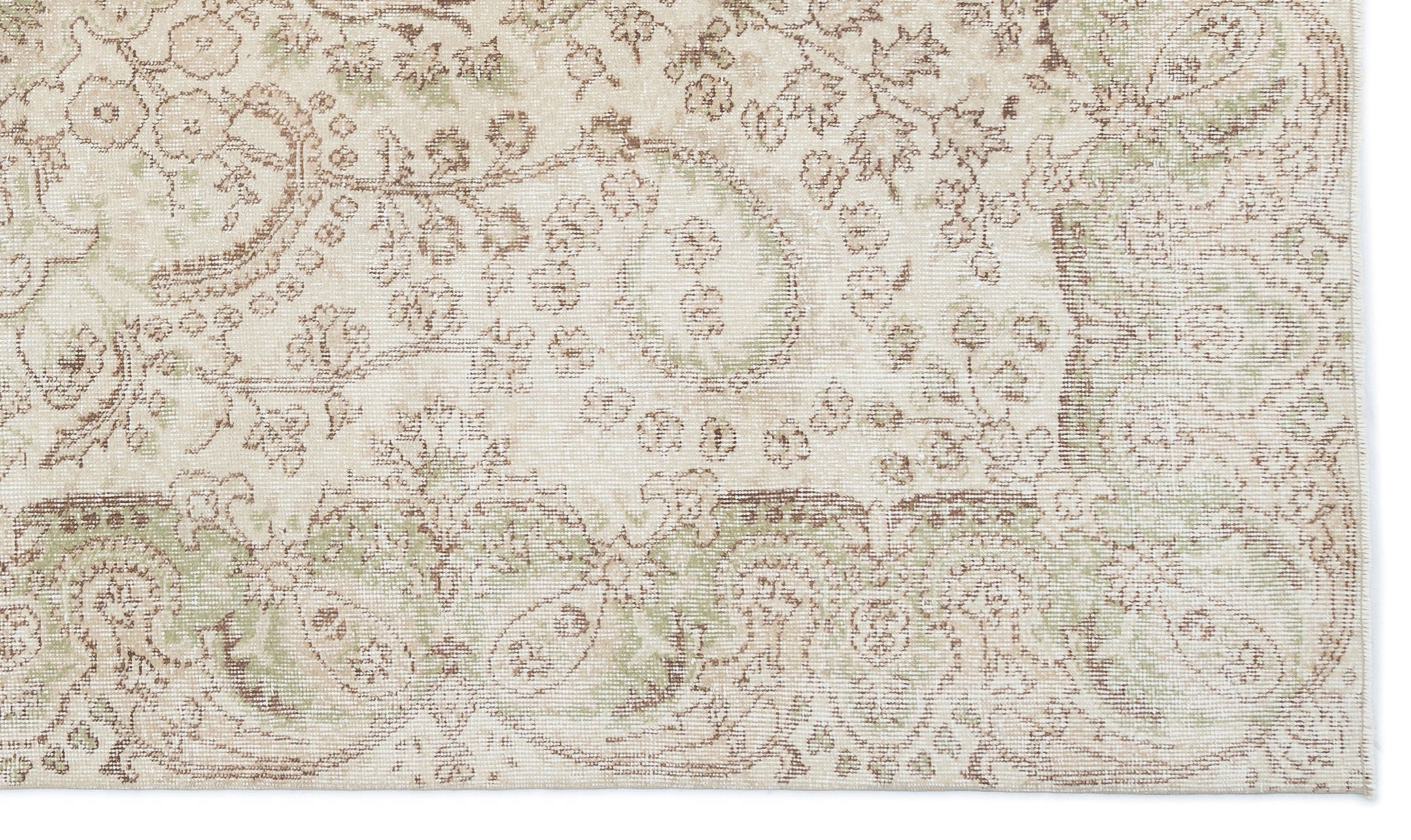 Atina Beige Vintage Wool Handmade Area Rug 5'5" x 9'4"