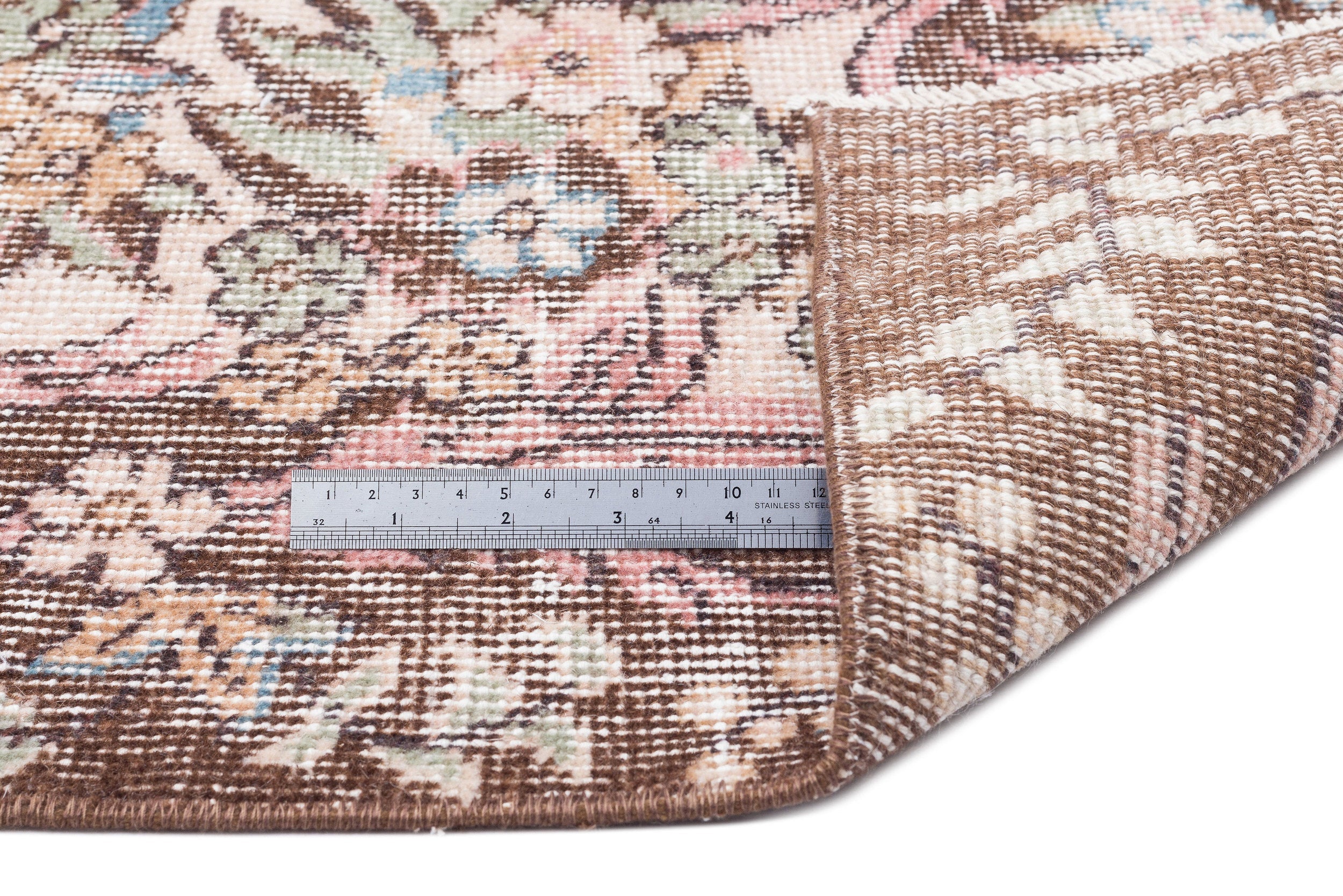 Atina Cream Vintage Wool Handmade Area Rug 5'9" x 9'2"