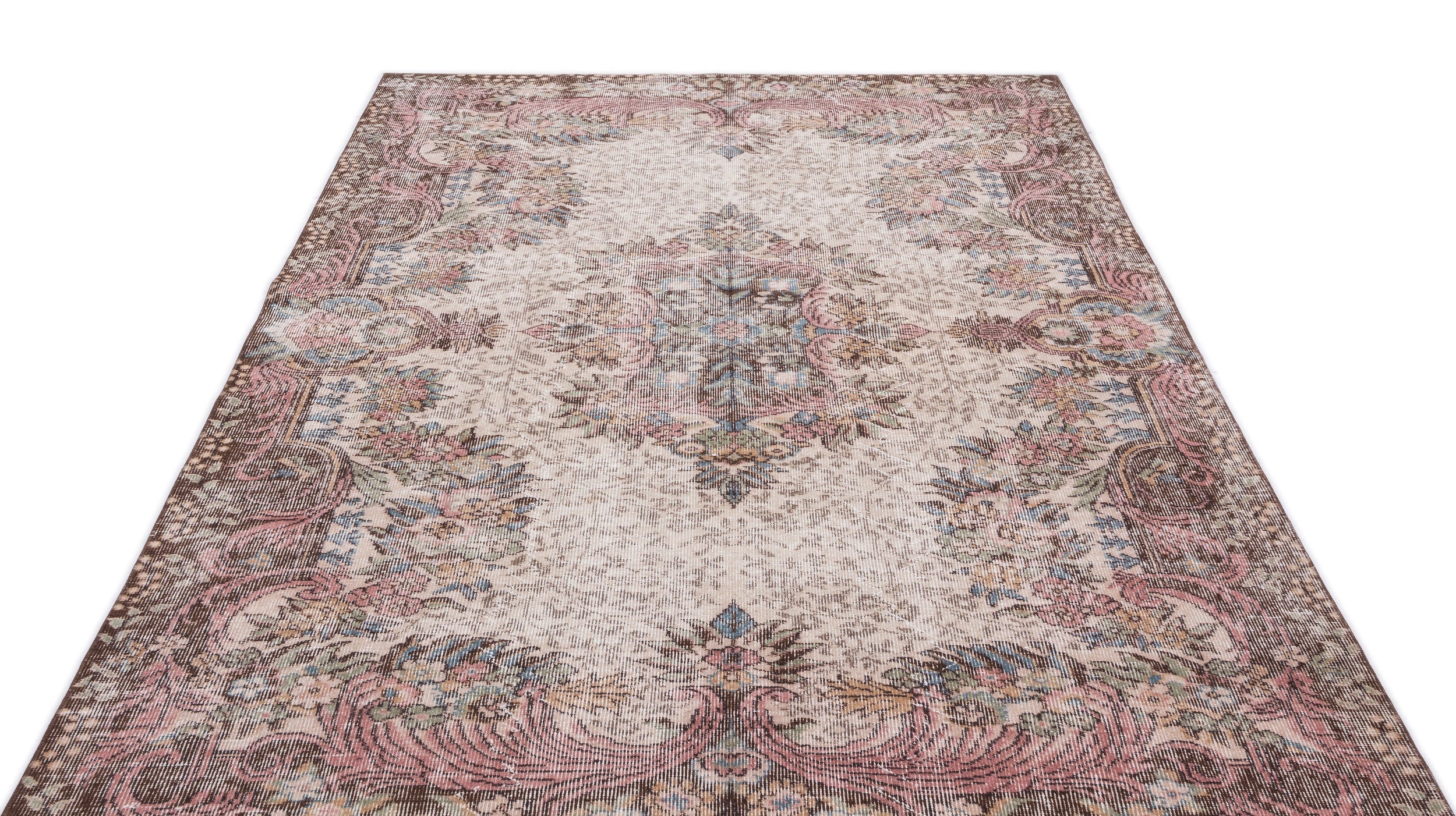 Atina Cream Vintage Wool Handmade Area Rug 5'9" x 9'2"