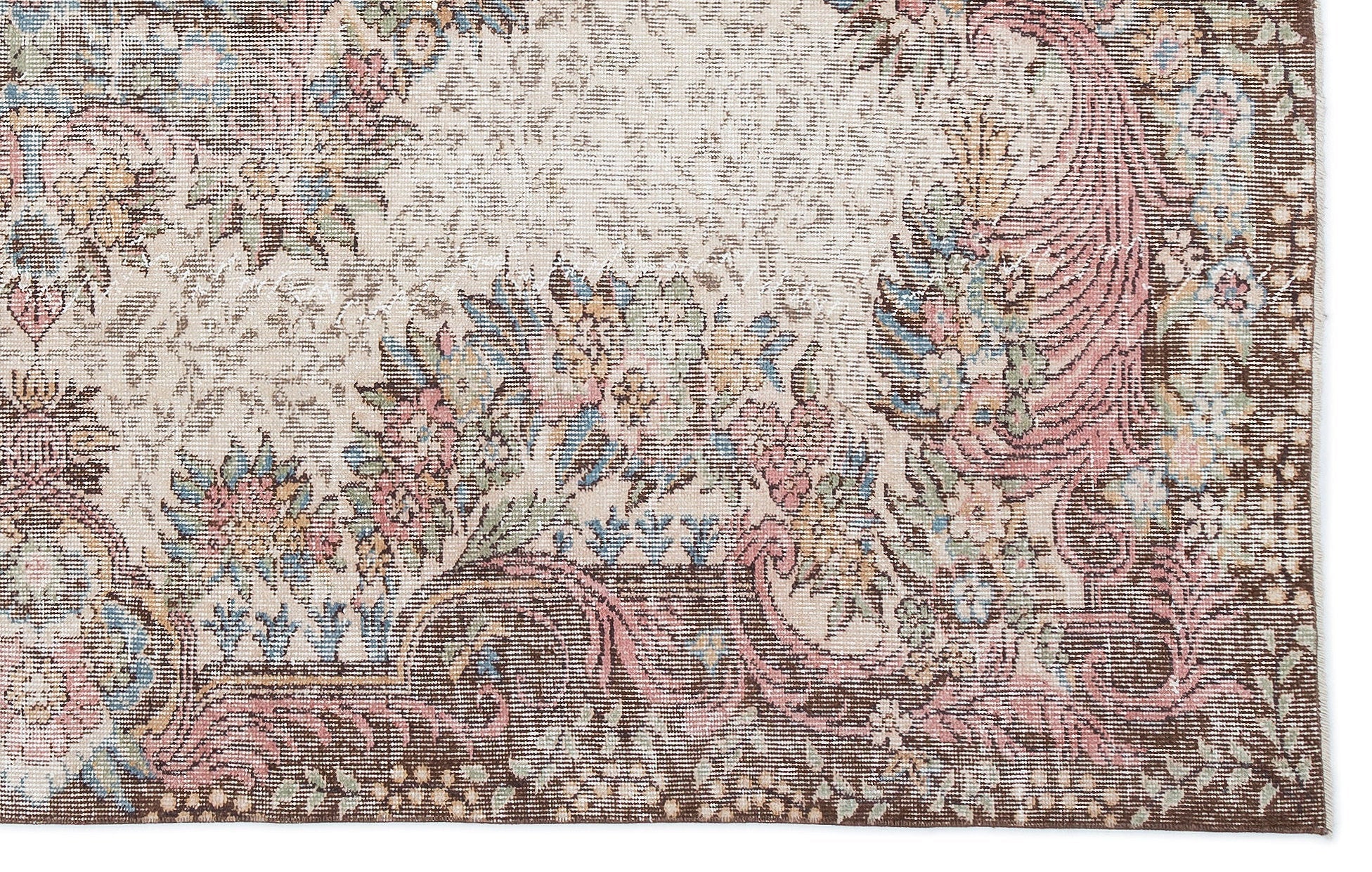 Atina Cream Vintage Wool Handmade Area Rug 5'9" x 9'2"