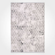 Grey Geometric Area Rug – Machine Made Acrylic Yarn Carpet 10 mm Pile Durable Washable