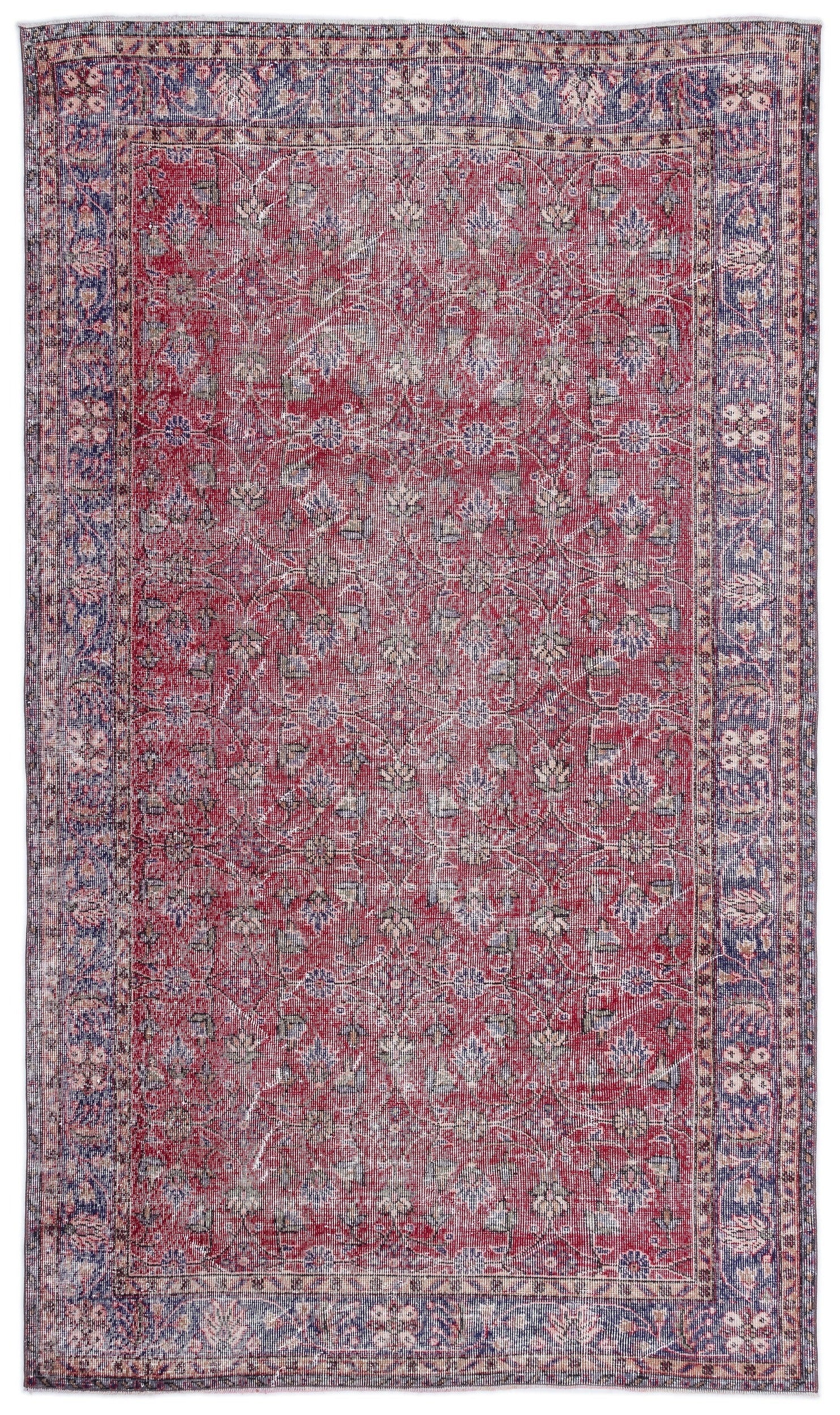 Atina Red Vintage Wool Handmade Area Rug 5'7" x 9'6"