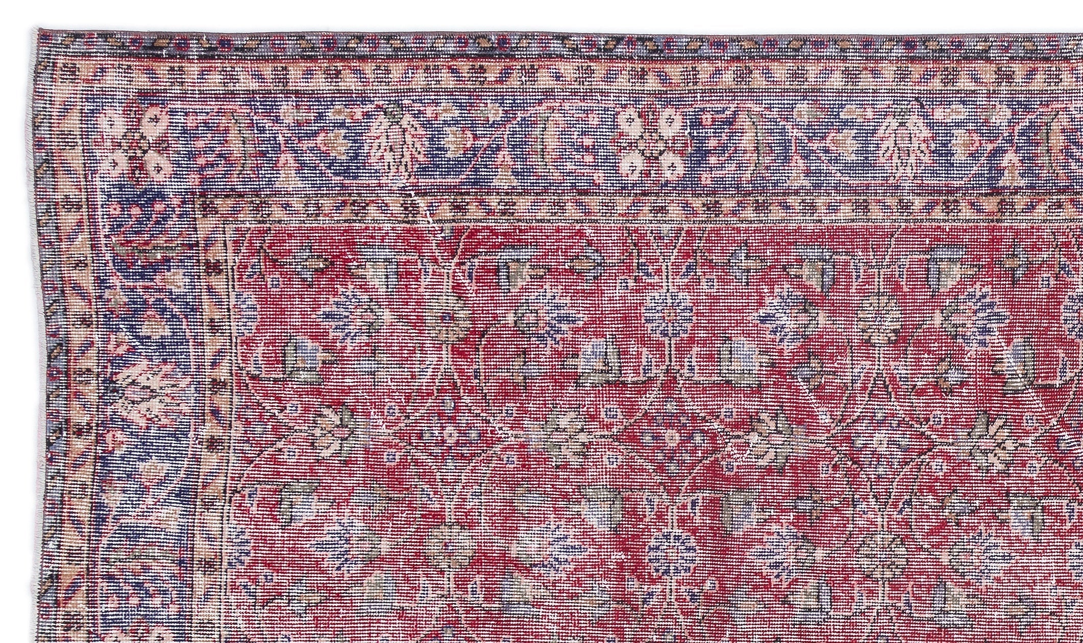 Atina Red Vintage Wool Handmade Area Rug 5'7" x 9'6"