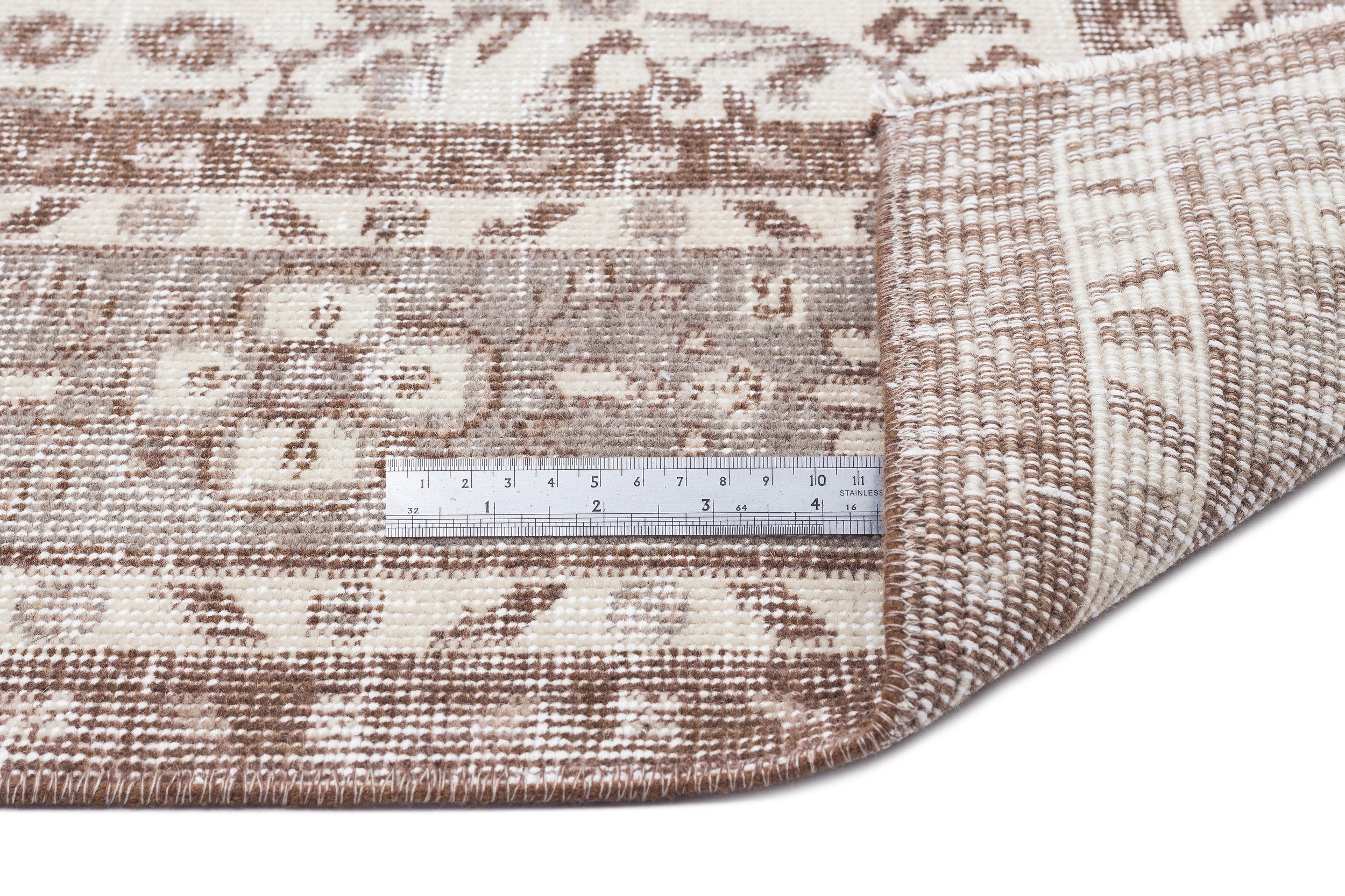 Atina Beige Vintage Wool Handmade Area Rug 5'9" x 8'11"