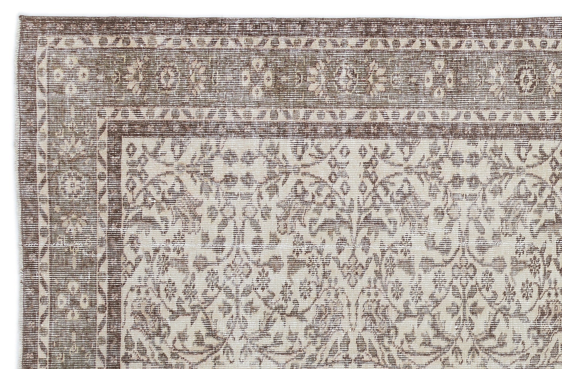 Atina Beige Vintage Wool Handmade Area Rug 5'9" x 8'11"