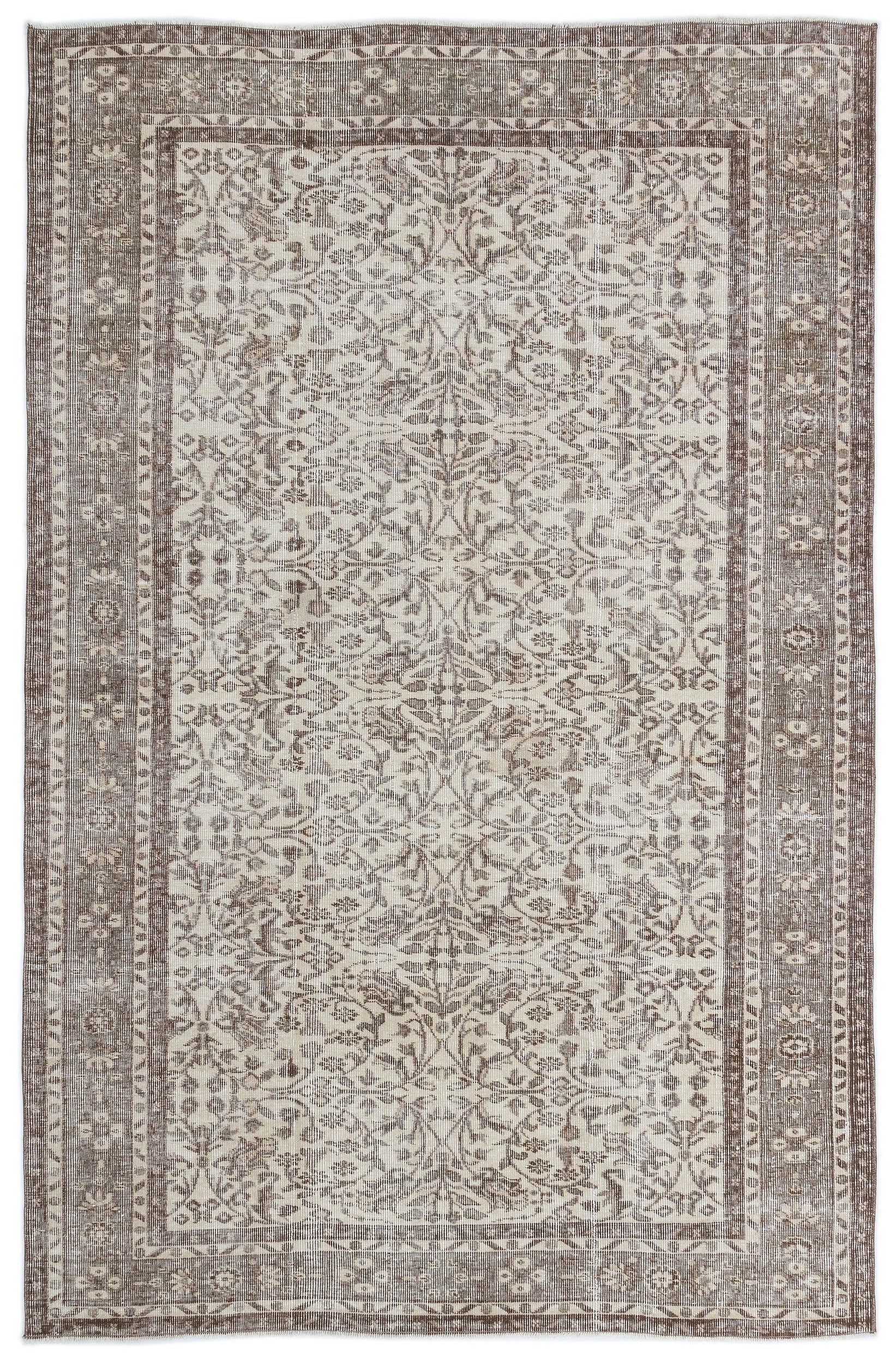 Atina Beige Vintage Wool Handmade Area Rug 5'9" x 8'11"