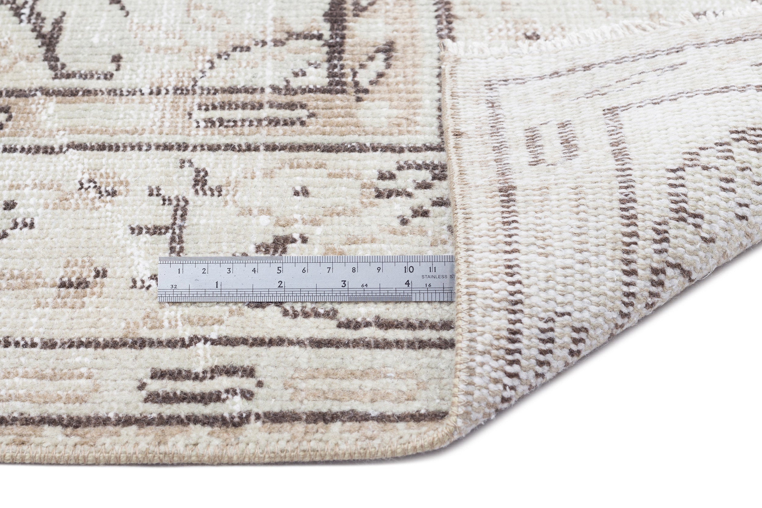 Atina Beige Vintage Wool Handmade Area Rug 6'0" x 8'8"