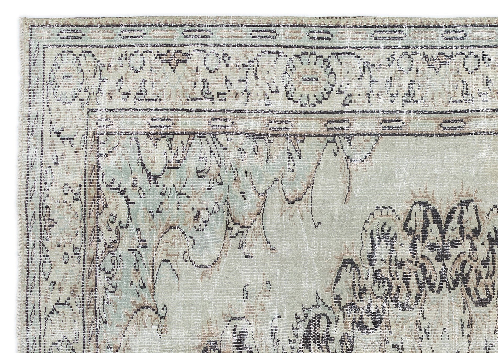 Atina Beige Vintage Wool Handmade Area Rug 6'0" x 8'8"