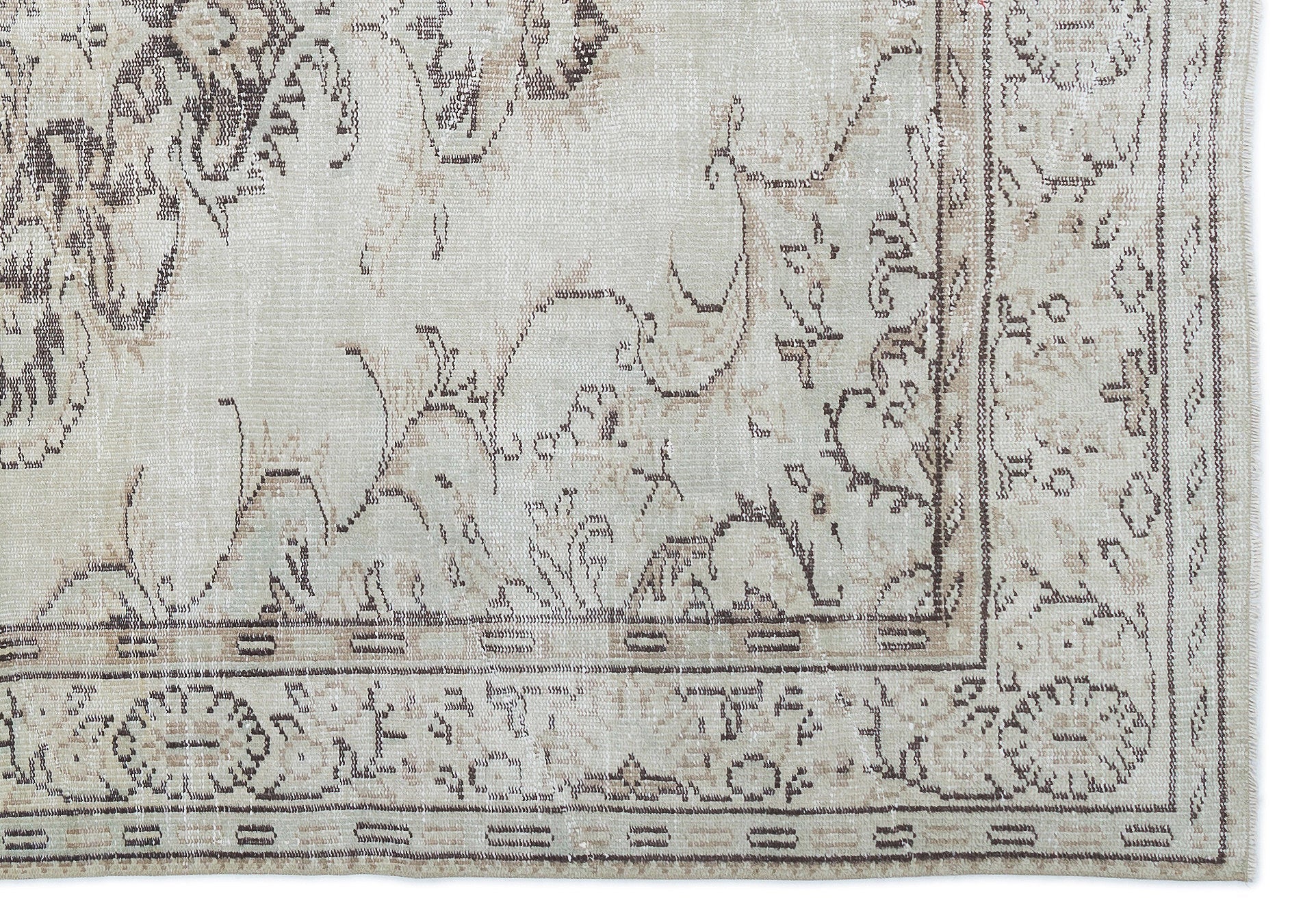 Atina Beige Vintage Wool Handmade Area Rug 6'0" x 8'8"