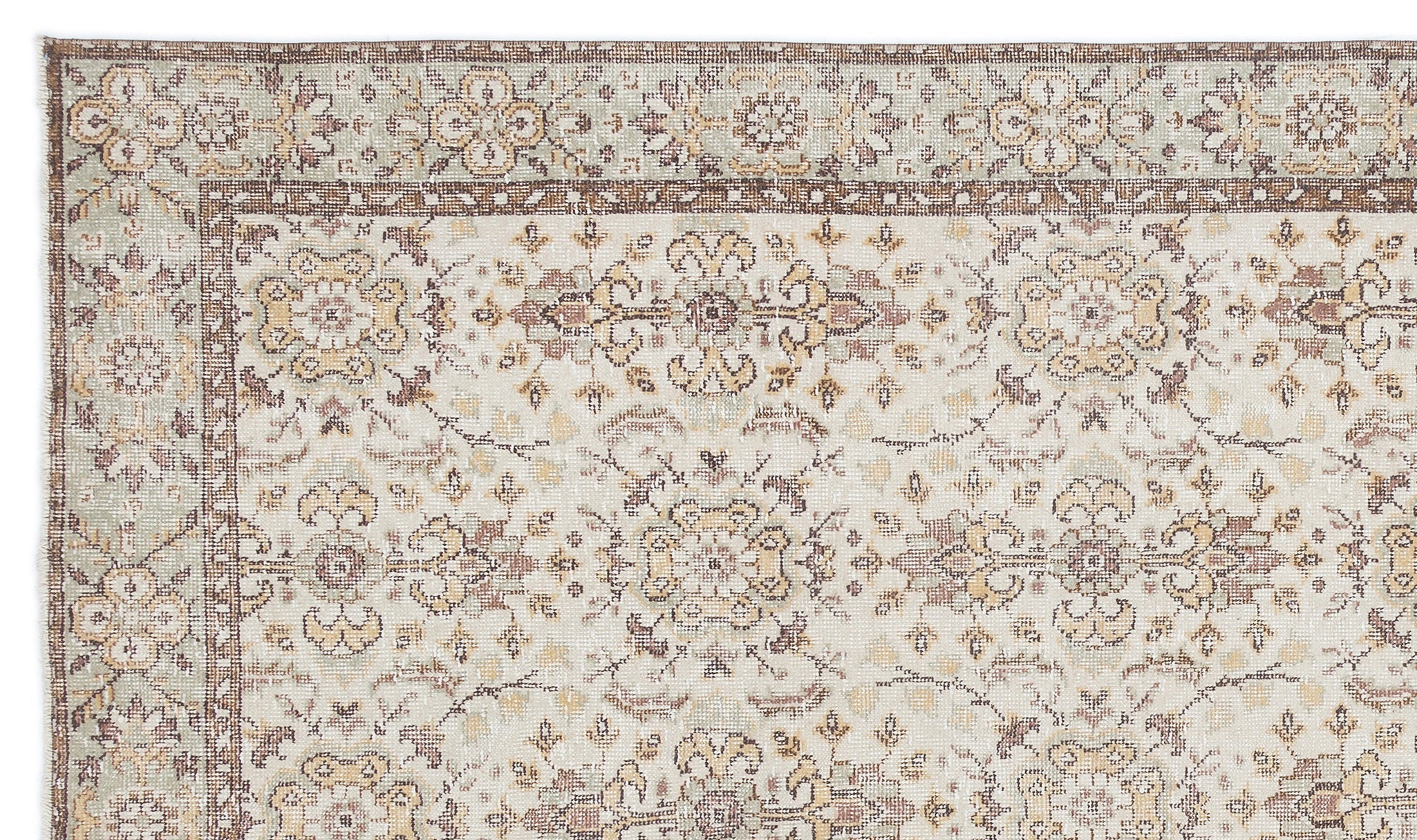 Atina Beige Vintage Wool Handmade Area Rug 5'10" x 9'11"