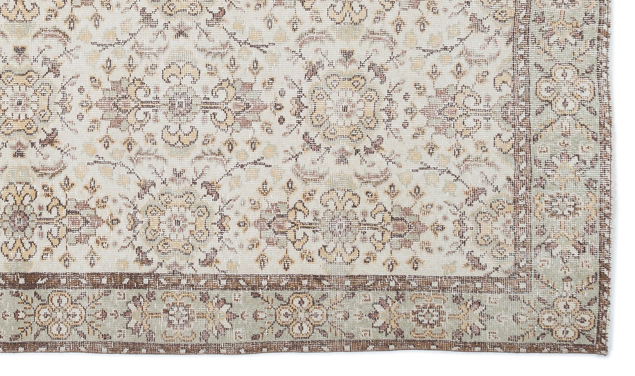 Atina Beige Vintage Wool Handmade Area Rug 5'10" x 9'11"