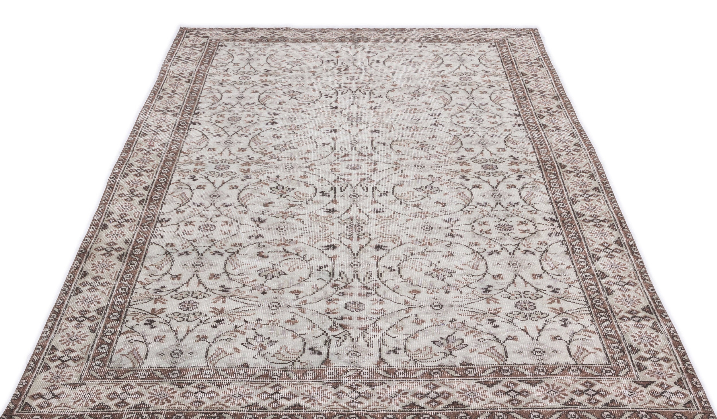 Atina Beige Vintage Wool Handmade Area Rug 4'9" x 8'7"