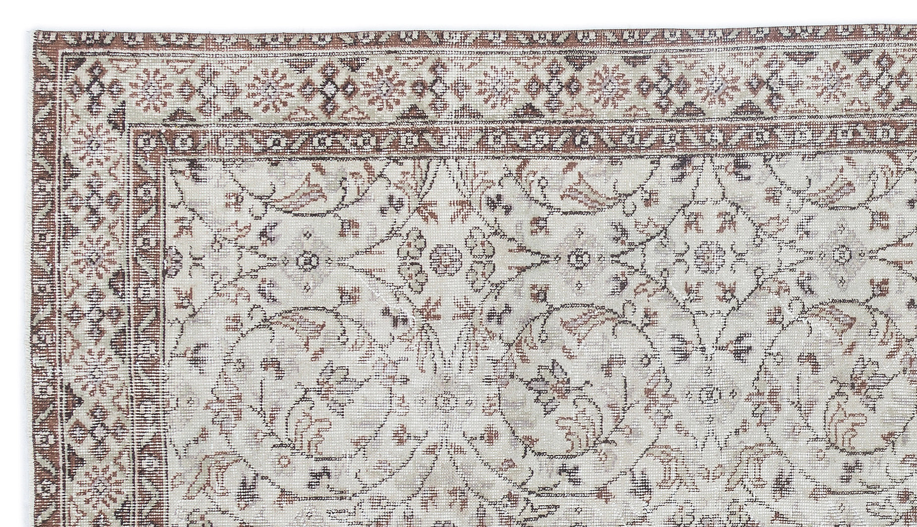 Atina Beige Vintage Wool Handmade Area Rug 4'9" x 8'7"