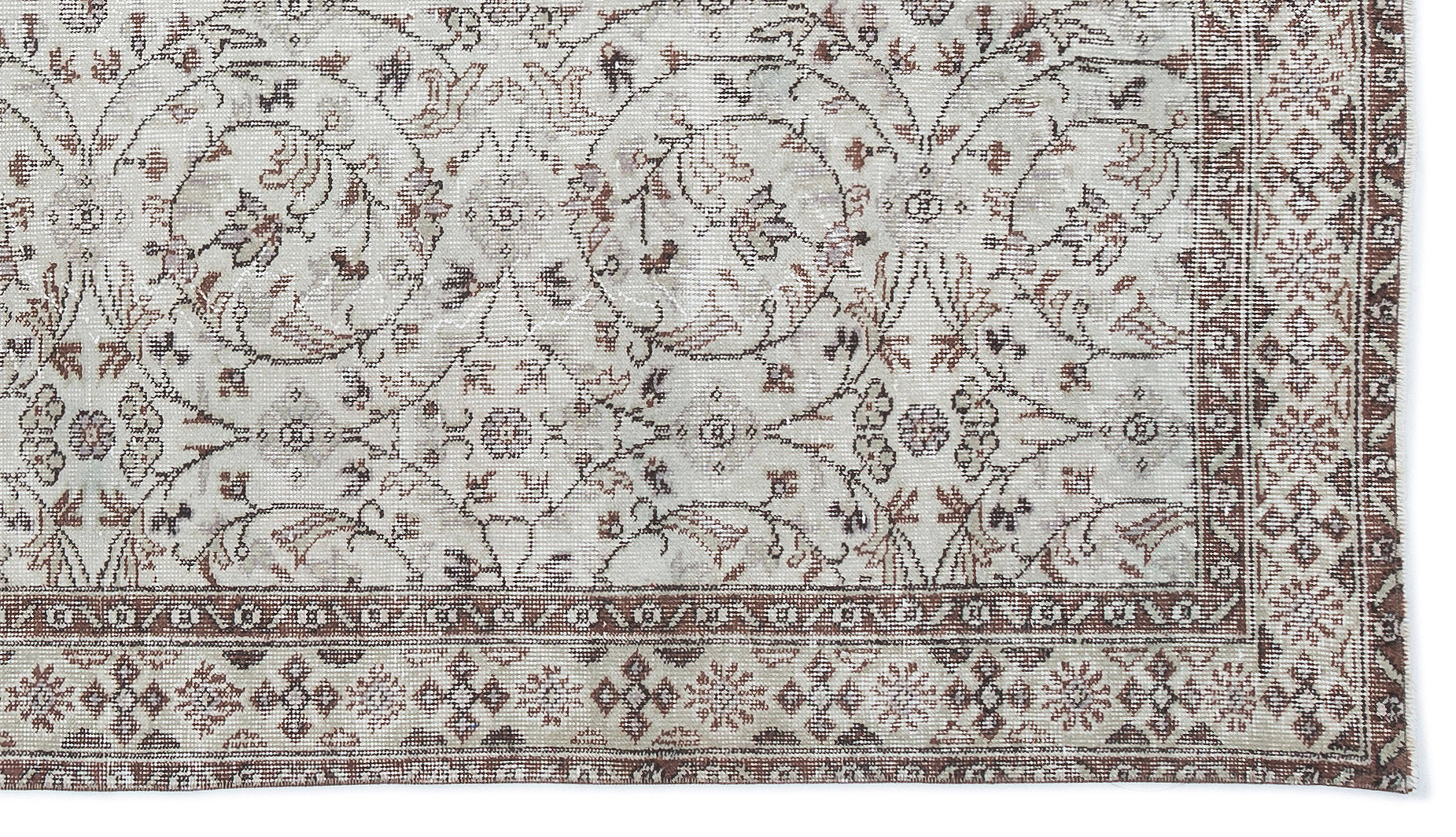 Atina Beige Vintage Wool Handmade Area Rug 4'9" x 8'7"