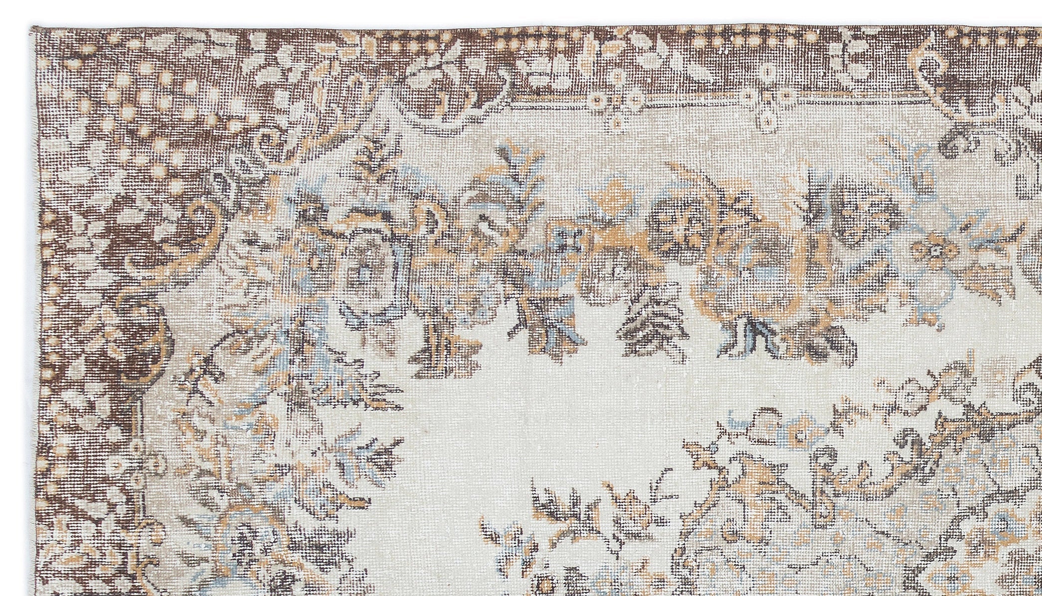 Atina Beige Vintage Wool Handmade Area Rug 5'6" x 9'7"