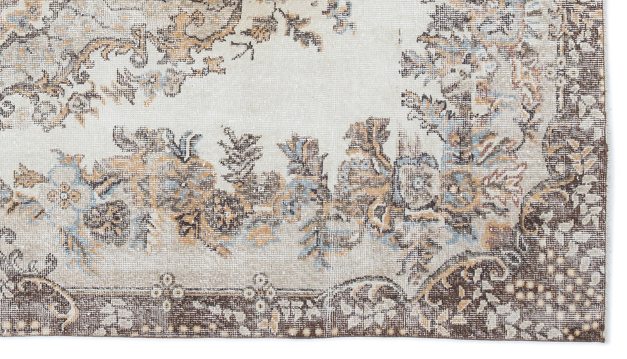 Atina Beige Vintage Wool Handmade Area Rug 5'6" x 9'7"