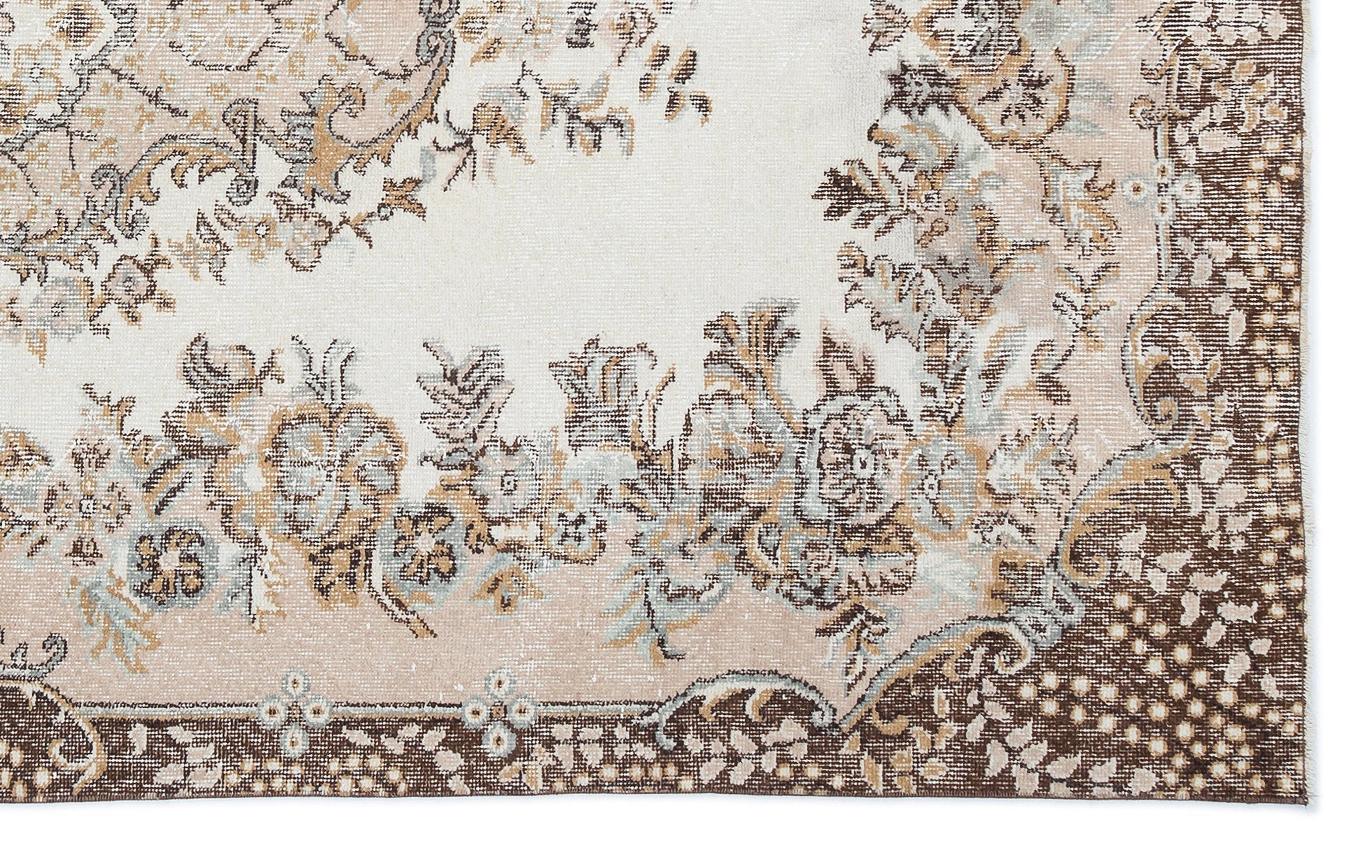 Atina Beige Vintage Wool Handmade Area Rug 5'5" x 8'11"