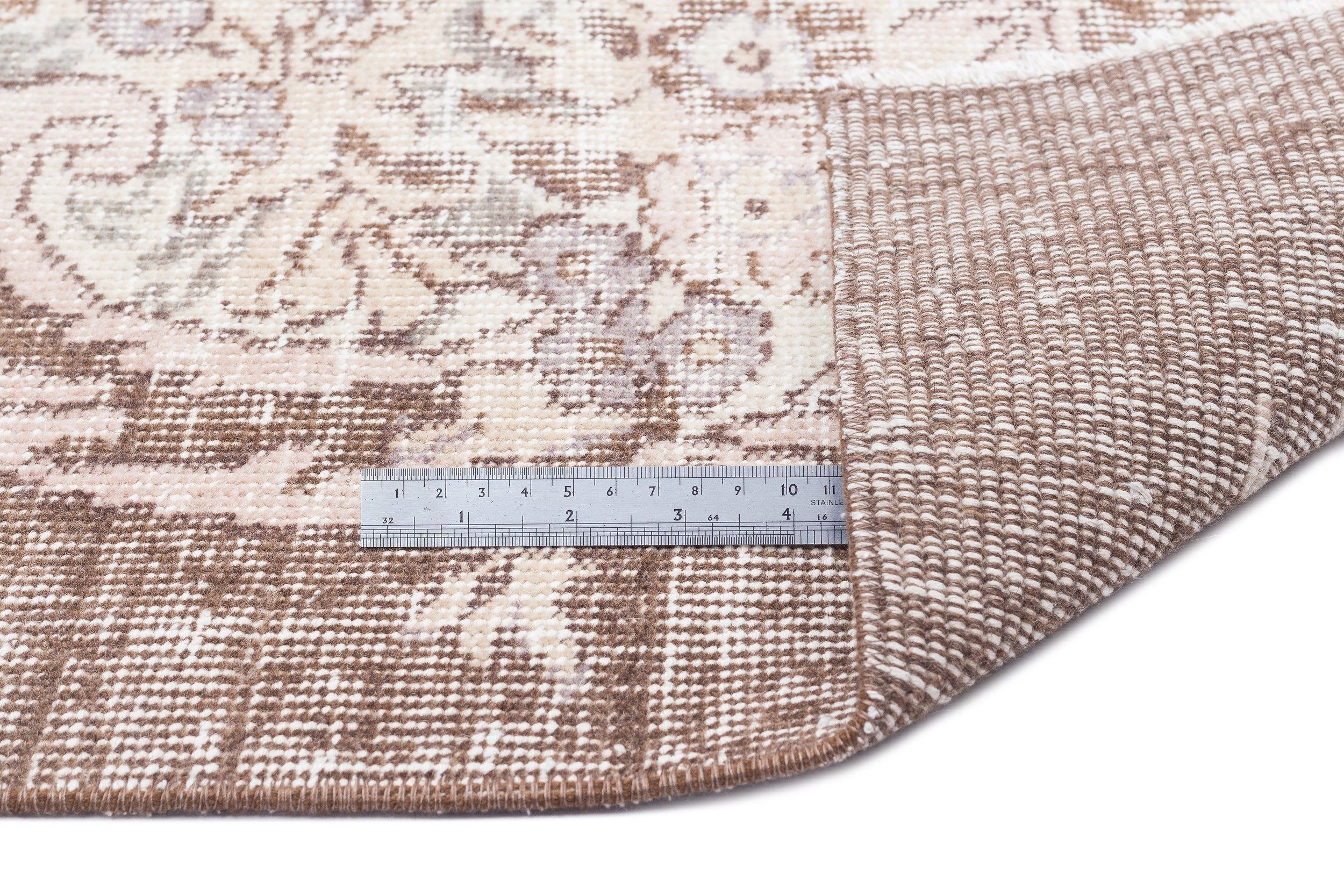 Atina Beige Vintage Wool Handmade Area Rug 6'0" x 8'5"
