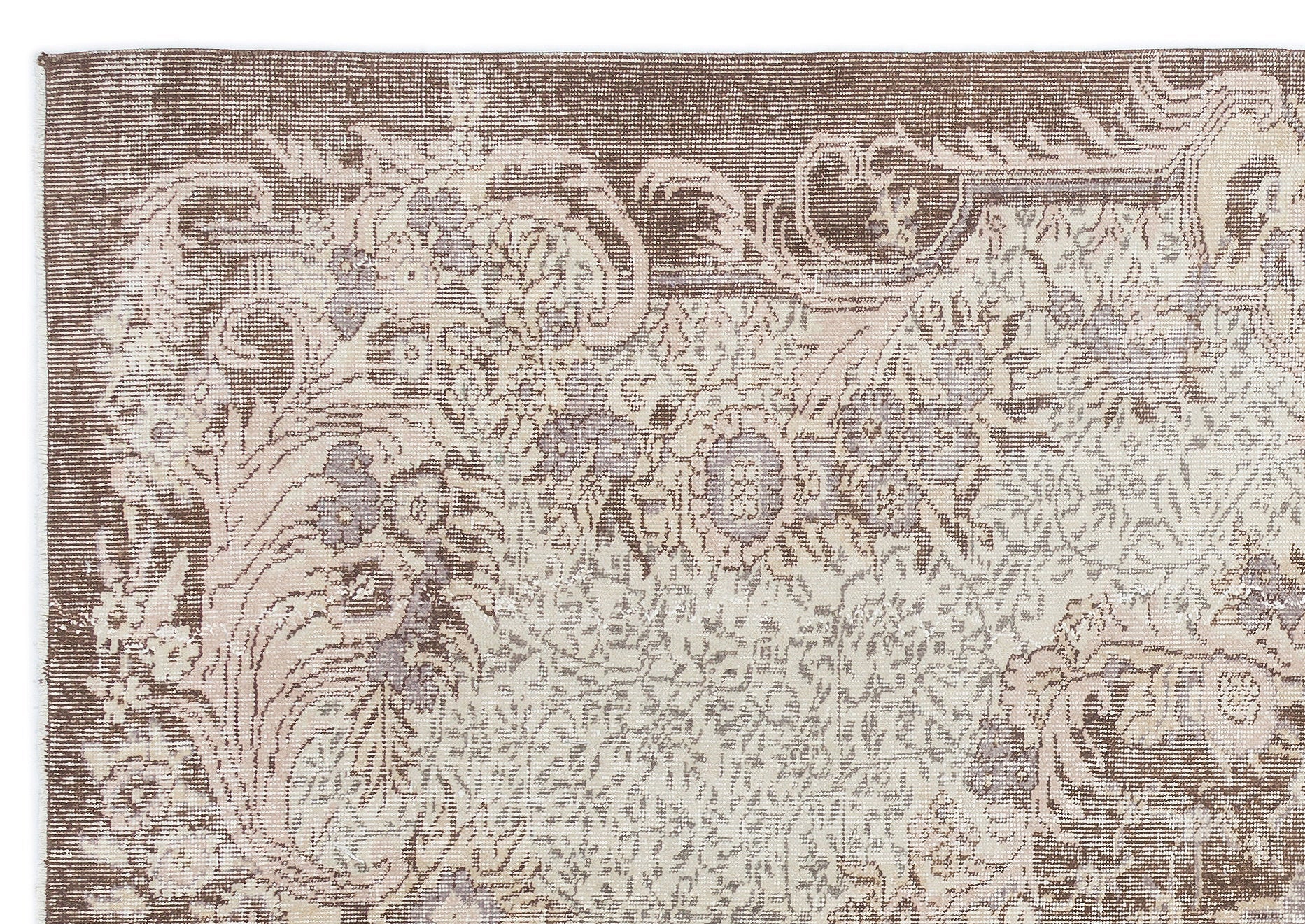 Atina Beige Vintage Wool Handmade Area Rug 6'0" x 8'5"