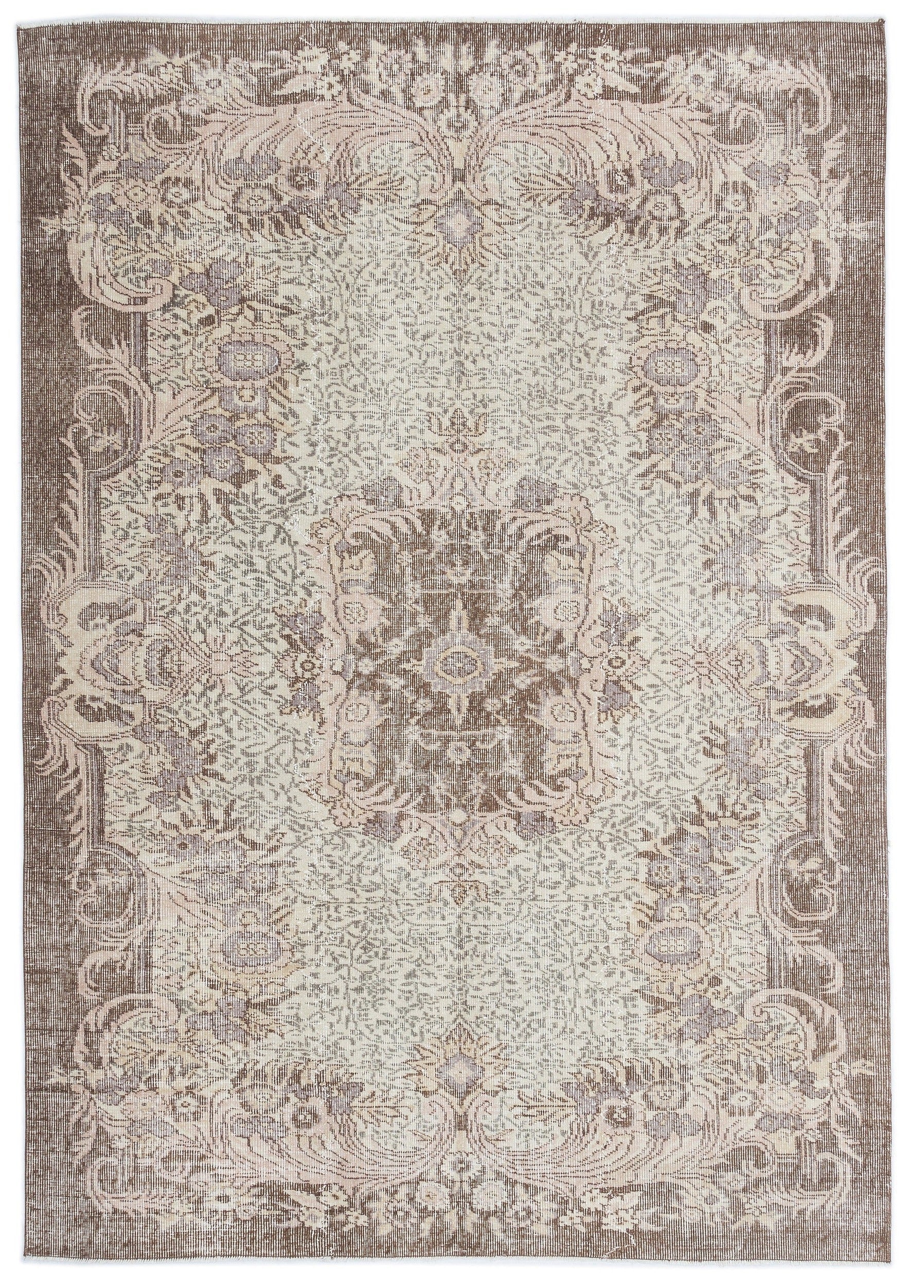 Atina Beige Vintage Wool Handmade Area Rug 6'0" x 8'5"