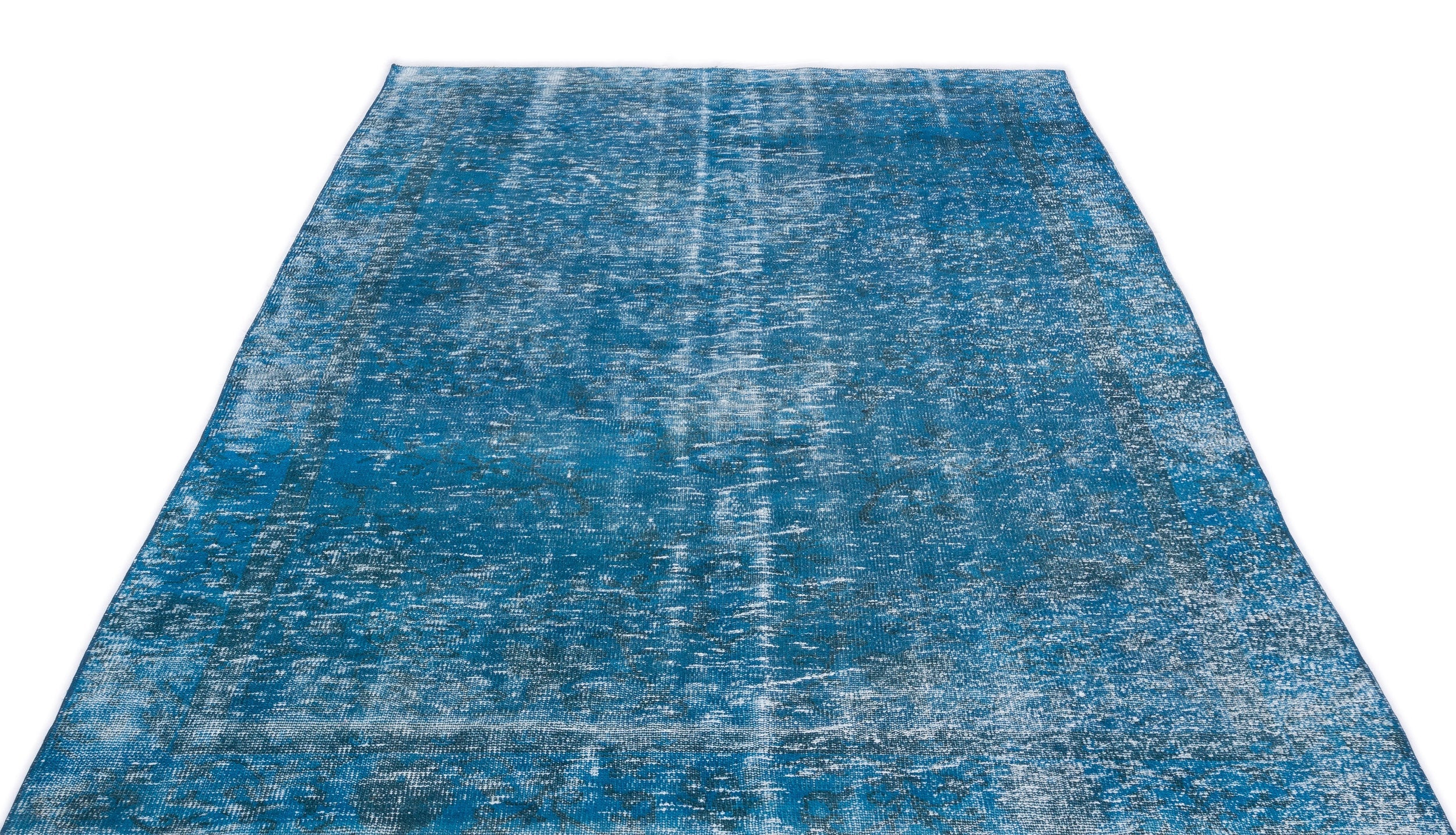 Atina Turquoise Vintage Wool Handmade Area Rug 5'5" x 9'9"