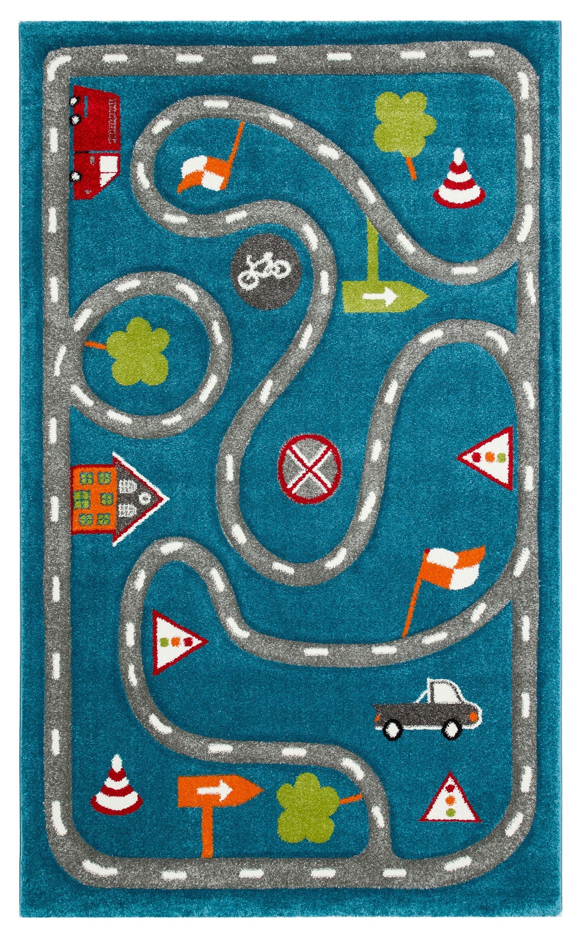 Kids Blue Rug – Soft Child Rug Flatweave Carpet | Anti Slip Playroom Floor Mat