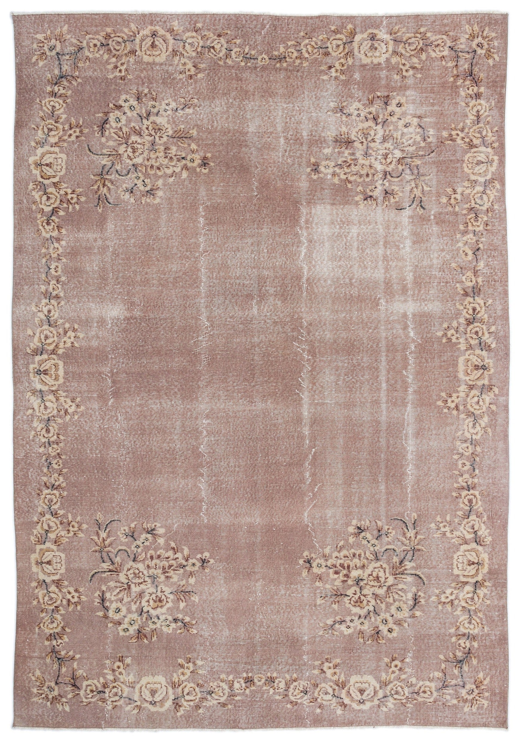Atina Cream Vintage Wool Handmade Area Rug 7'0" x 10'4"