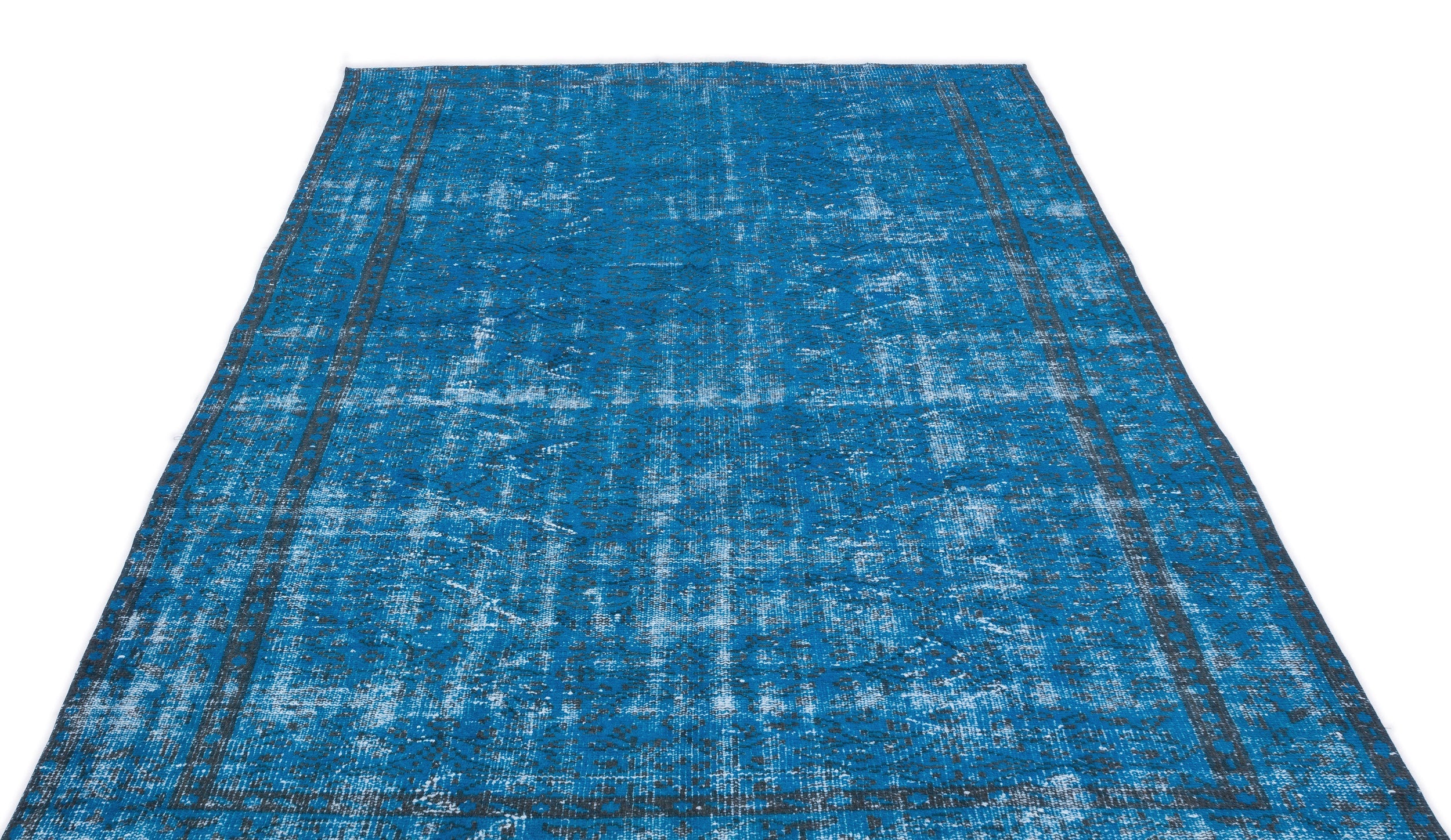 Atina Turquoise Vintage Wool Handmade Area Rug 5'10" x 10'0"