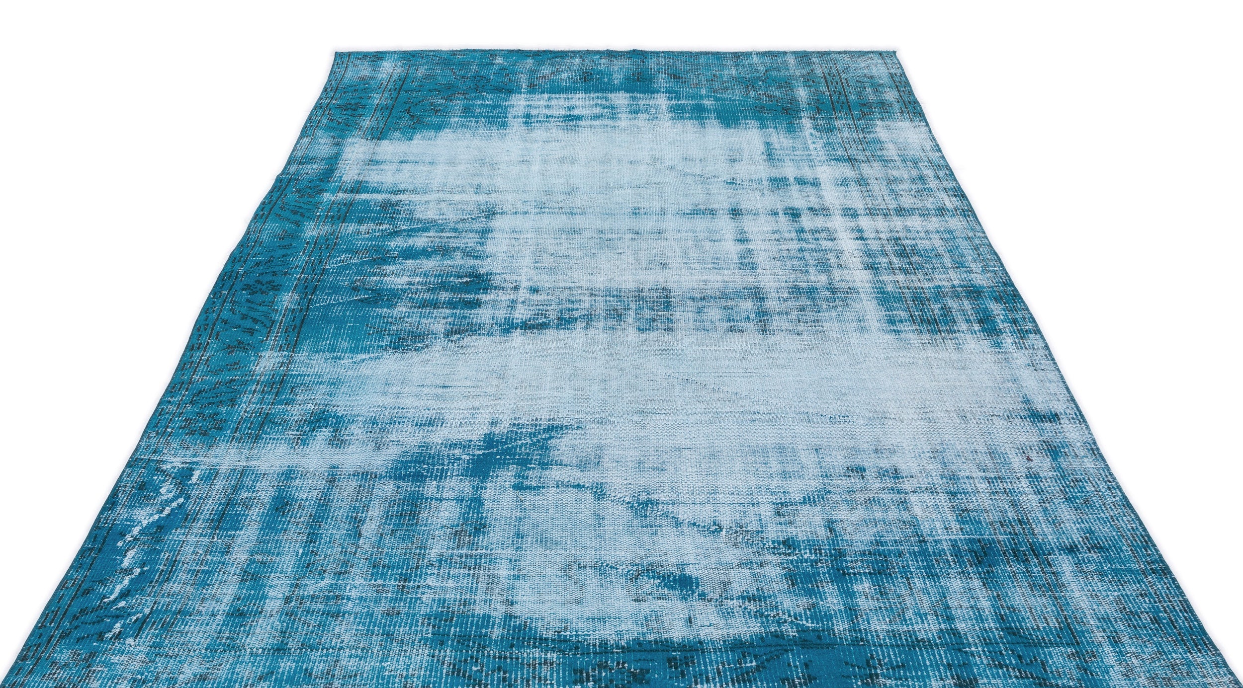 Atina Turquoise Vintage Wool Handmade Area Rug 5'8" x 9'5"