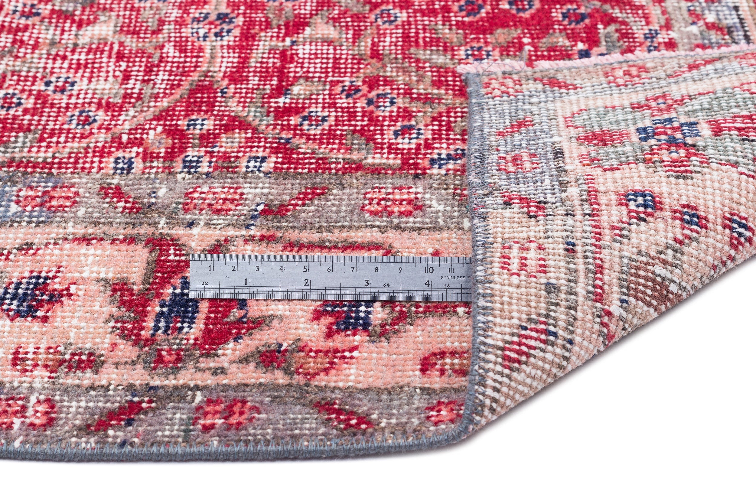 Atina Red Vintage Wool Handmade Area Rug 4'11" x 8'4"