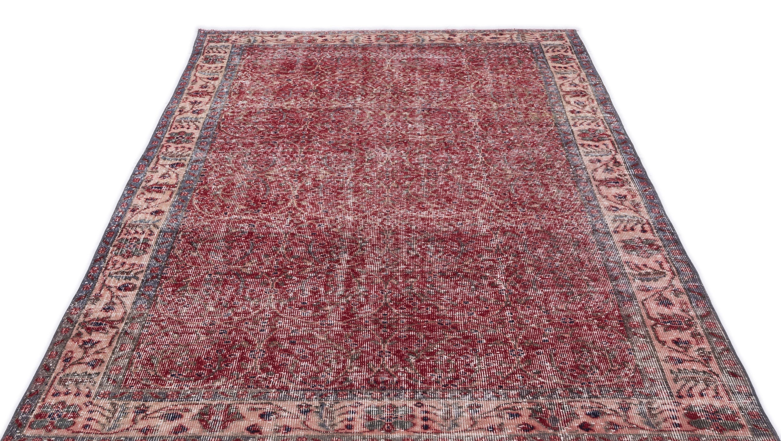 Atina Red Vintage Wool Handmade Area Rug 4'11" x 8'4"
