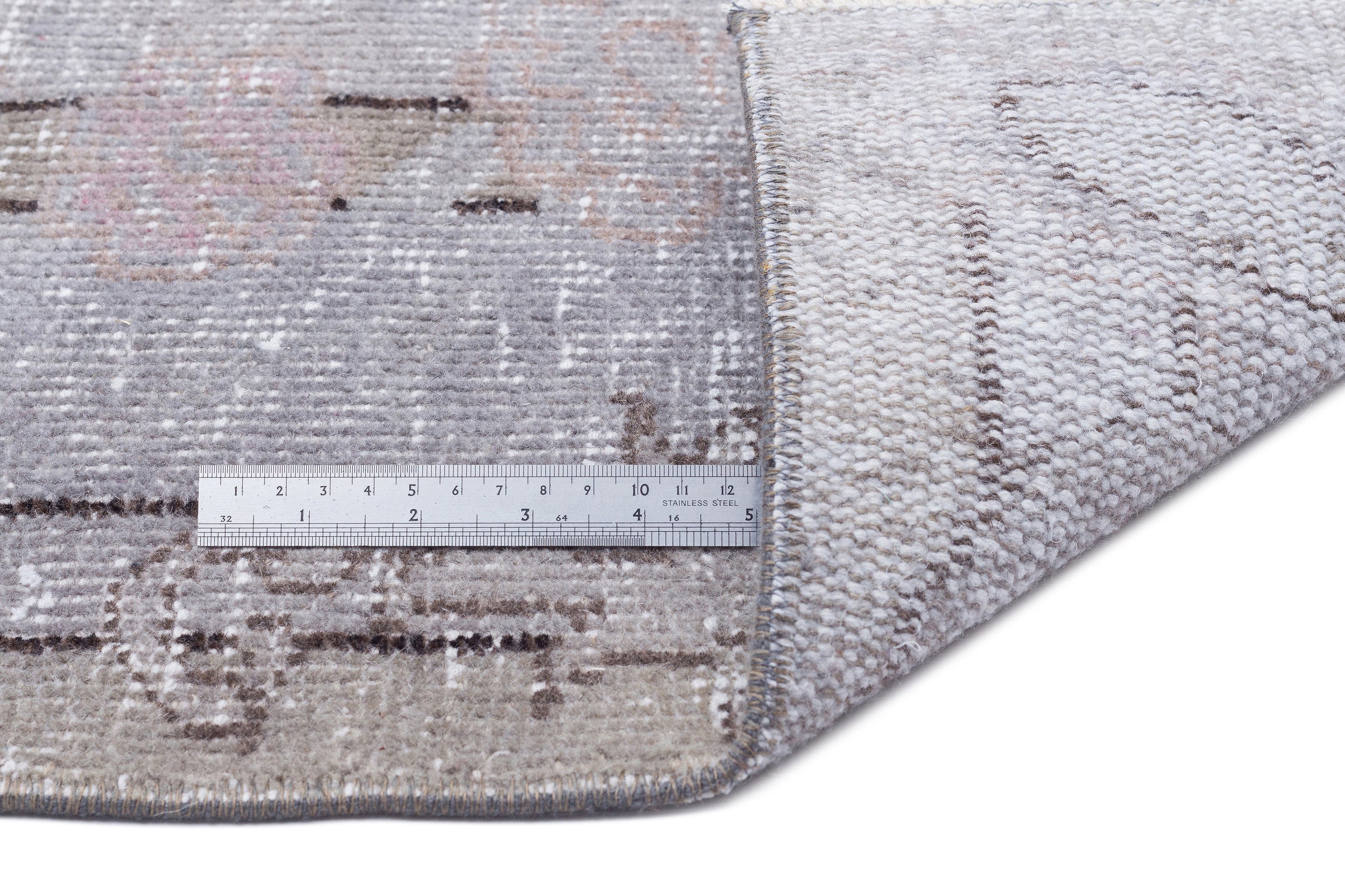 Atina Grey Vintage Wool Handmade Area Rug 5'5" x 8'10"