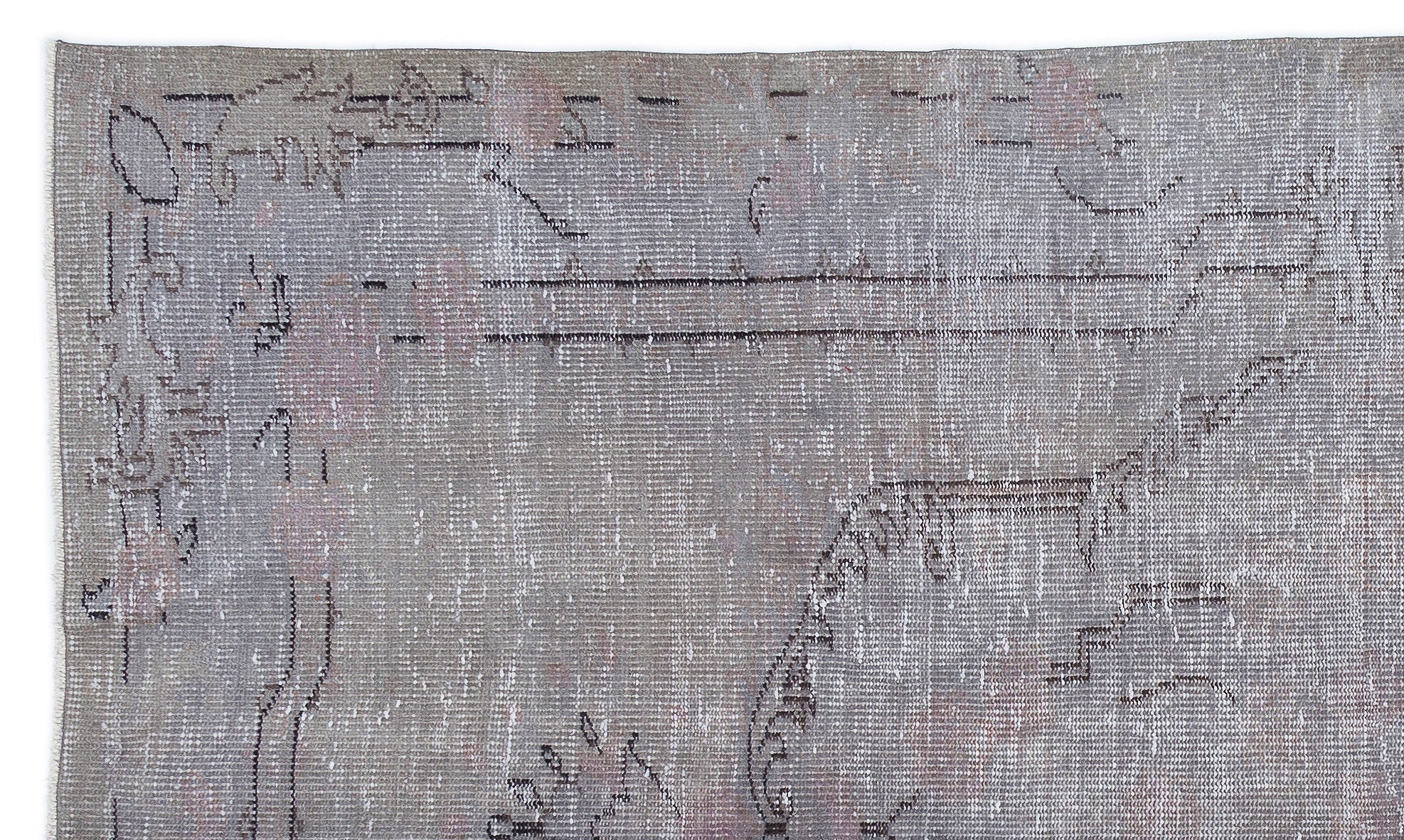Atina Grey Vintage Wool Handmade Area Rug 5'5" x 8'10"