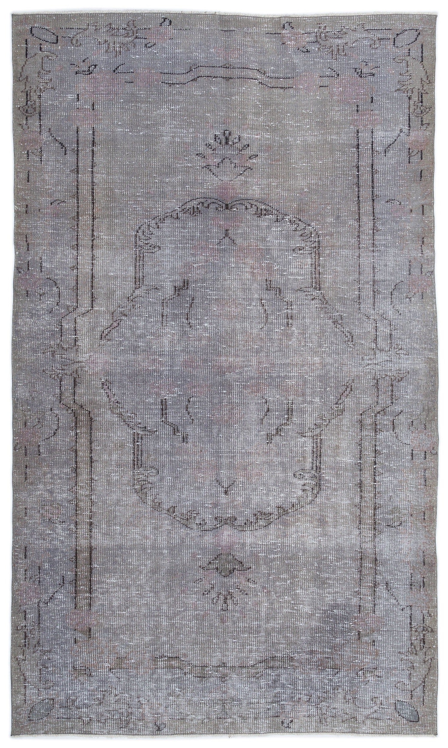 Atina Grey Vintage Wool Handmade Area Rug 5'5" x 8'10"