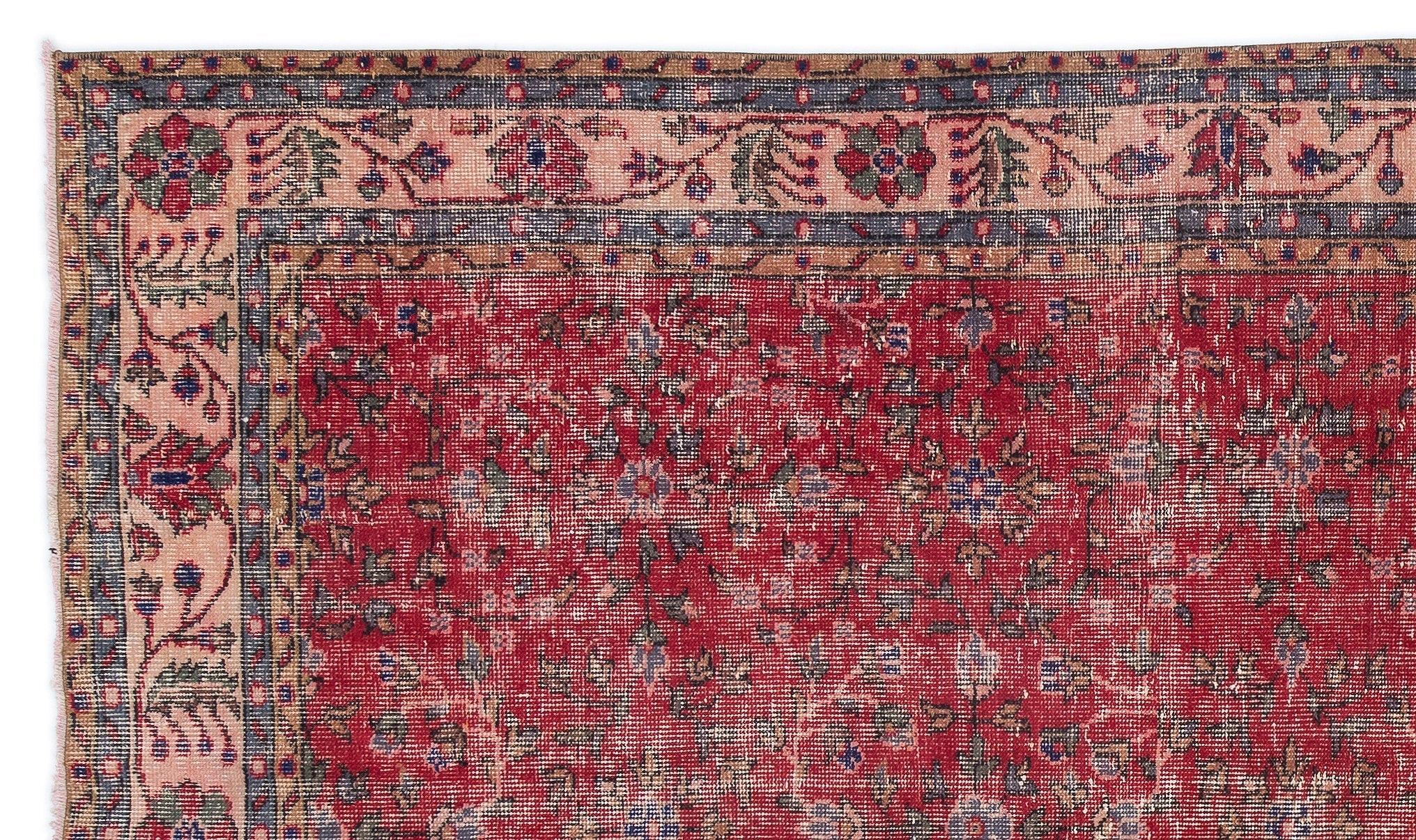 Atina Red Vintage Wool Handmade Area Rug 5'5" x 9'4"