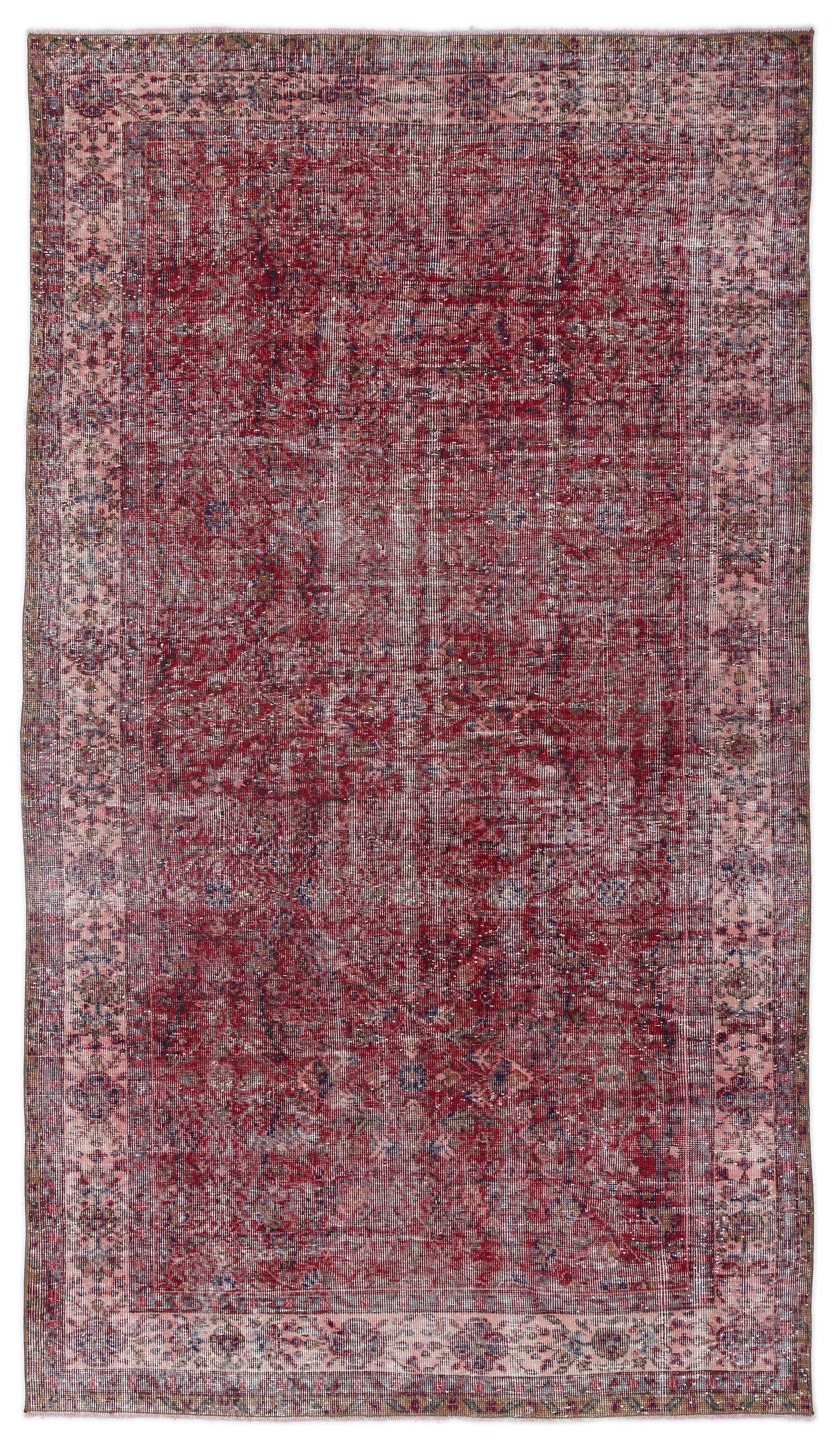 Atina Red Vintage Wool Handmade Area Rug 5'3" x 8'10"